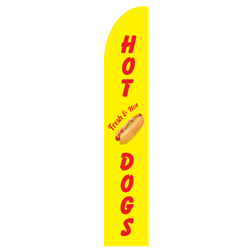 Hot & Fresh Hot Dogs Flag Kit with Poles 15' Feet Feather Flag Sign Outdoor Banner - Yellow 1