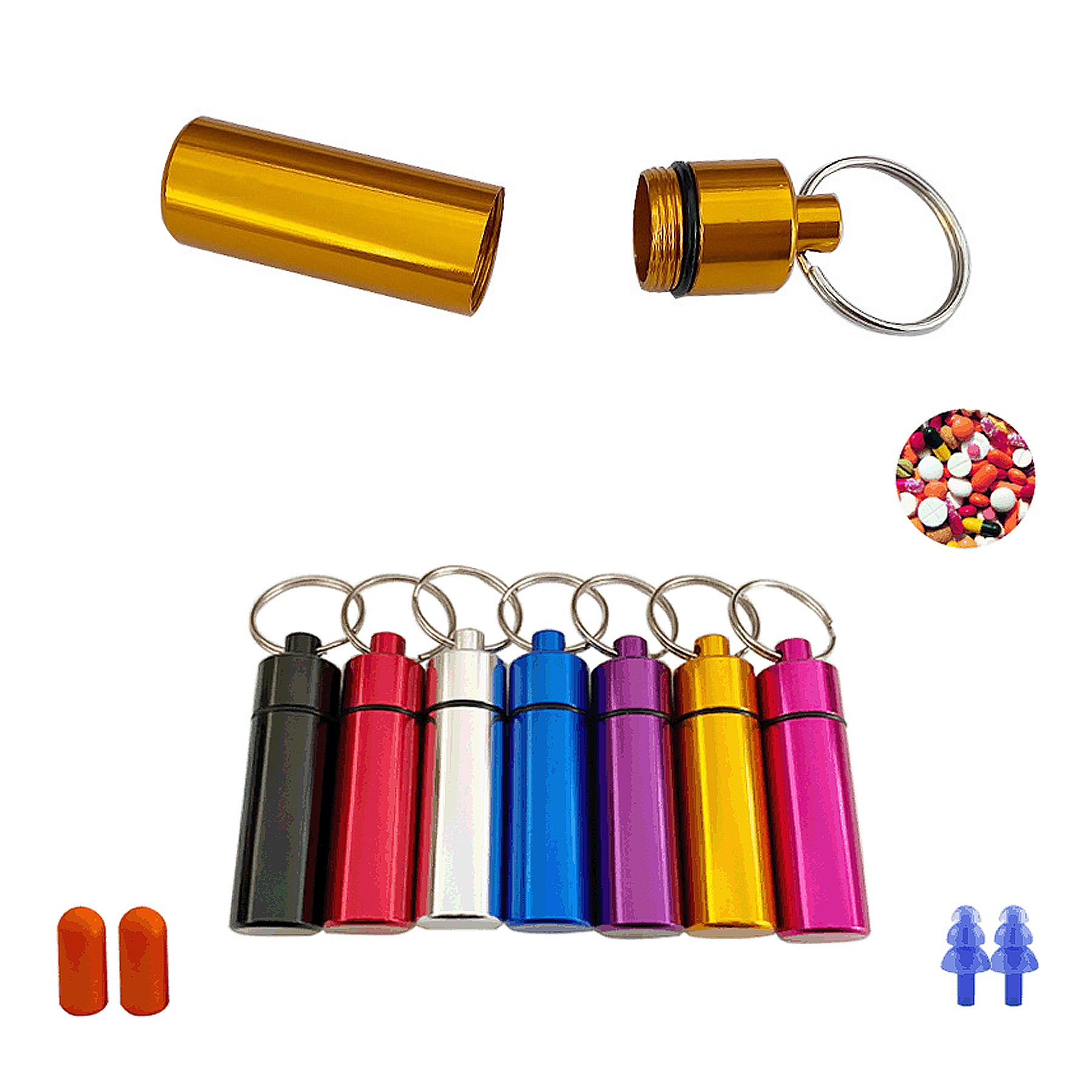 Waterproof Aluminum Pill Case w/Keychain 16