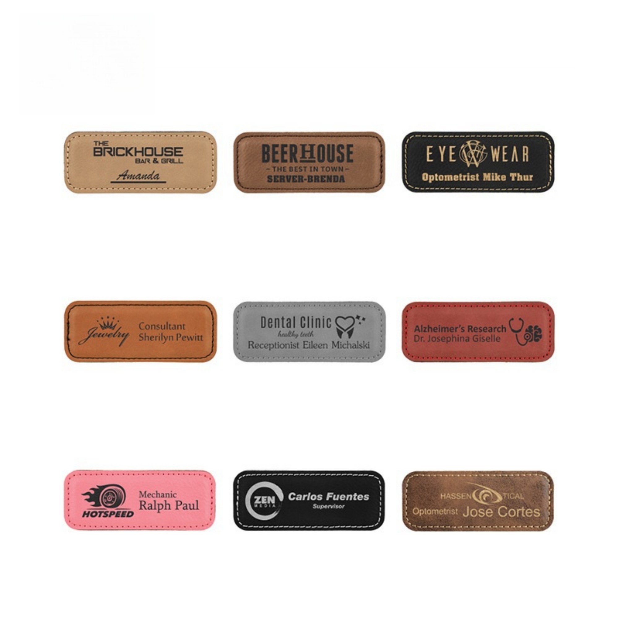 Rectangular Leather Name Tag