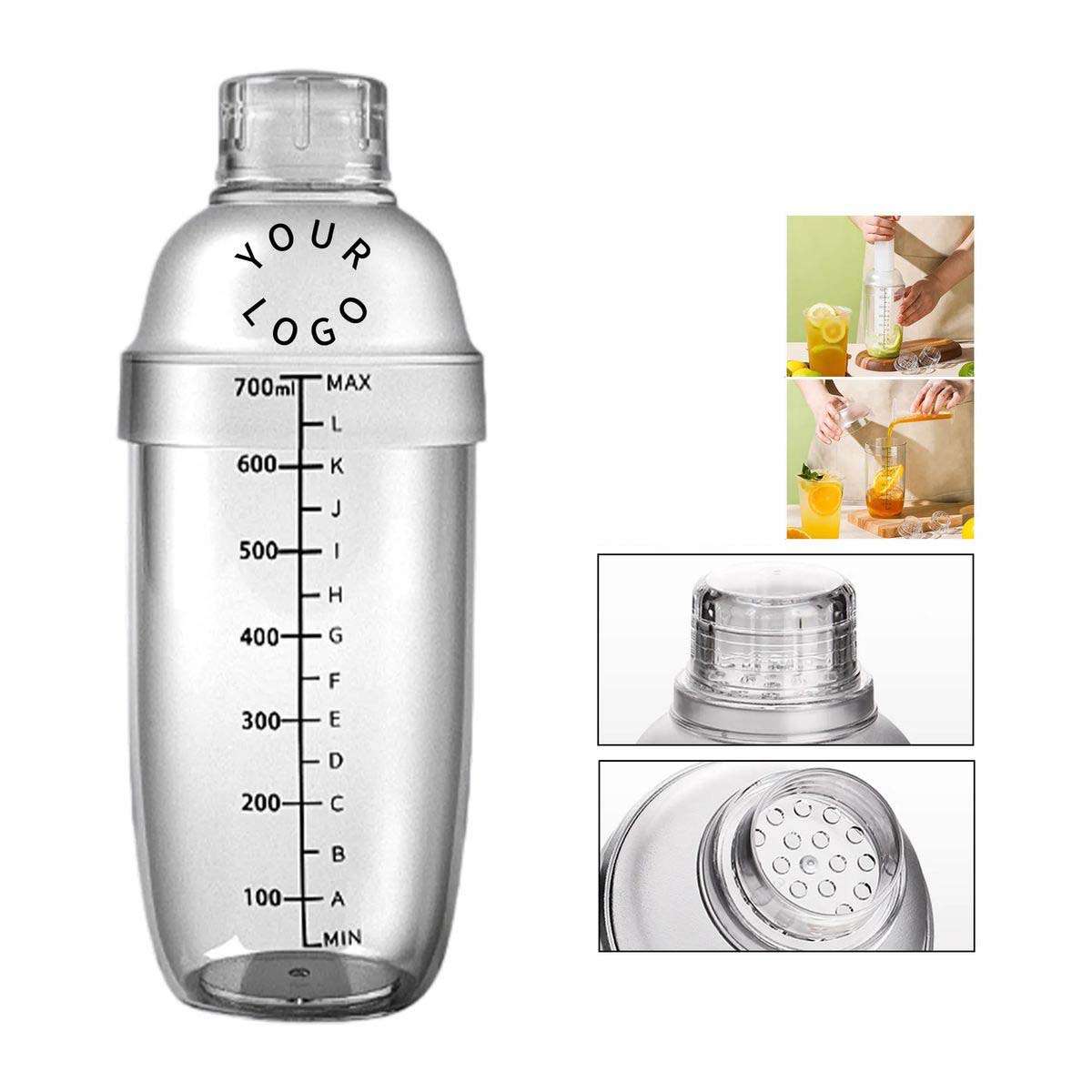 Plastic Cocktail Shaker with 24oz Measurement Scale 2