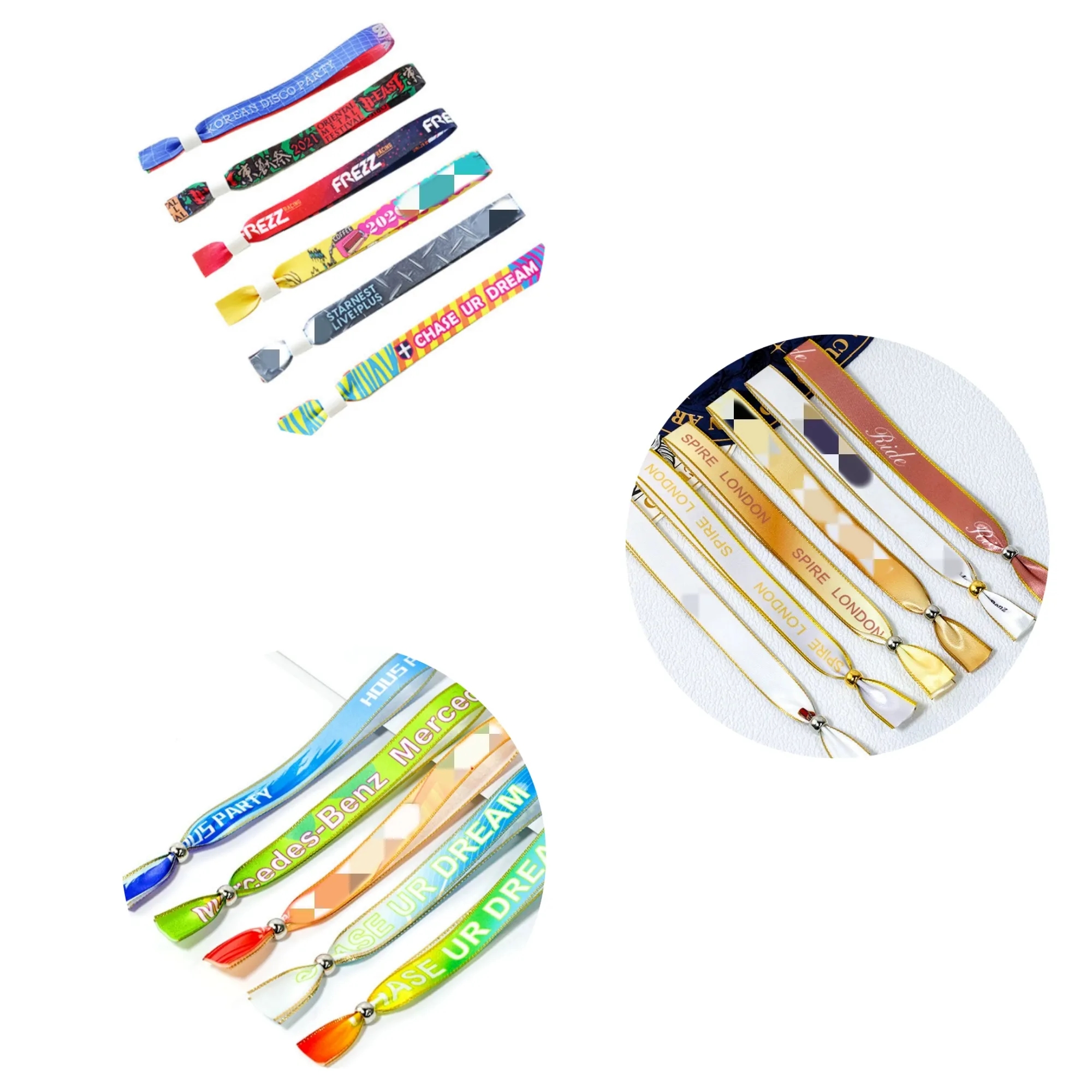 Disposable Silk Satin Polyester Wristband With Buttons 13