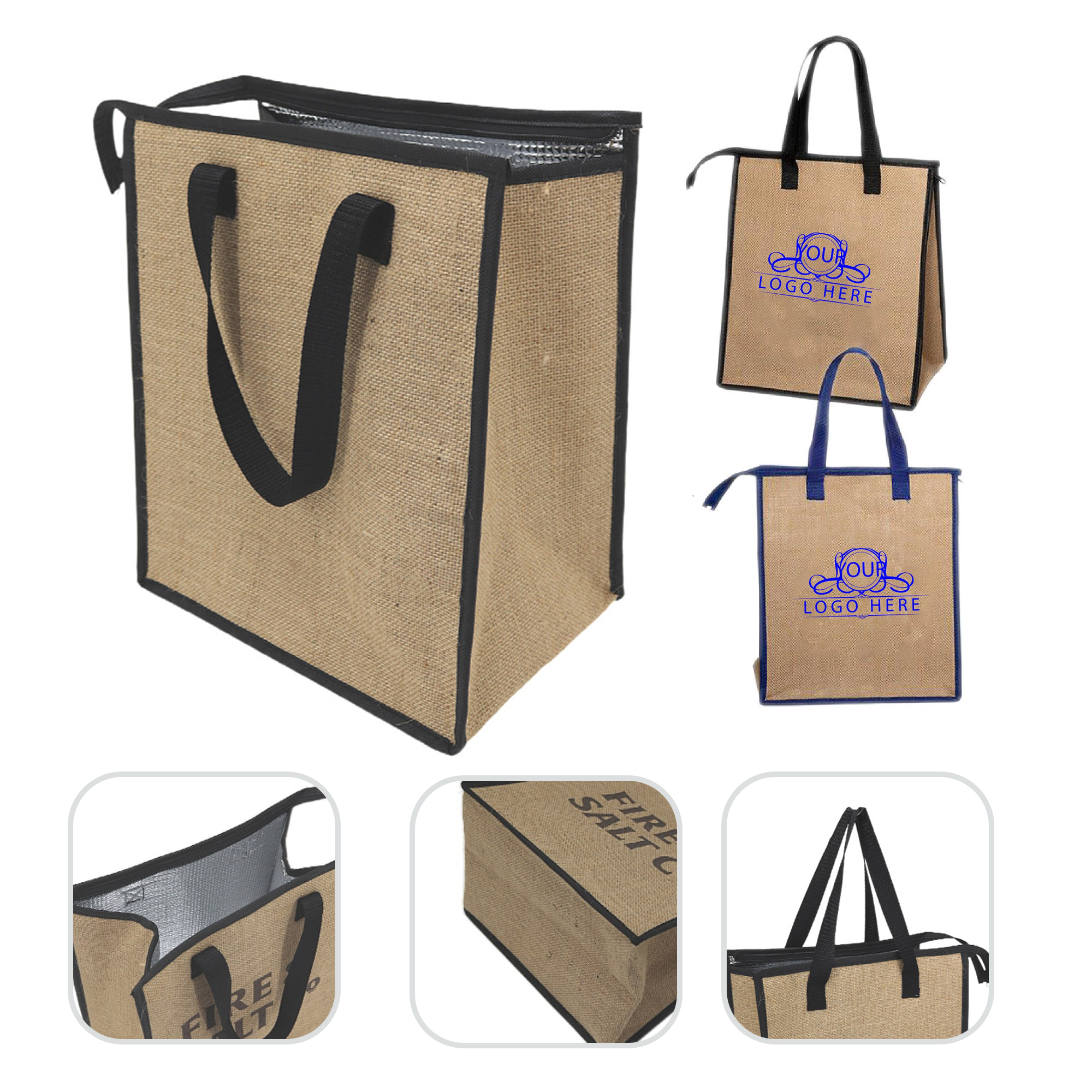 Jute Lunch Cooler Tote Bag 2