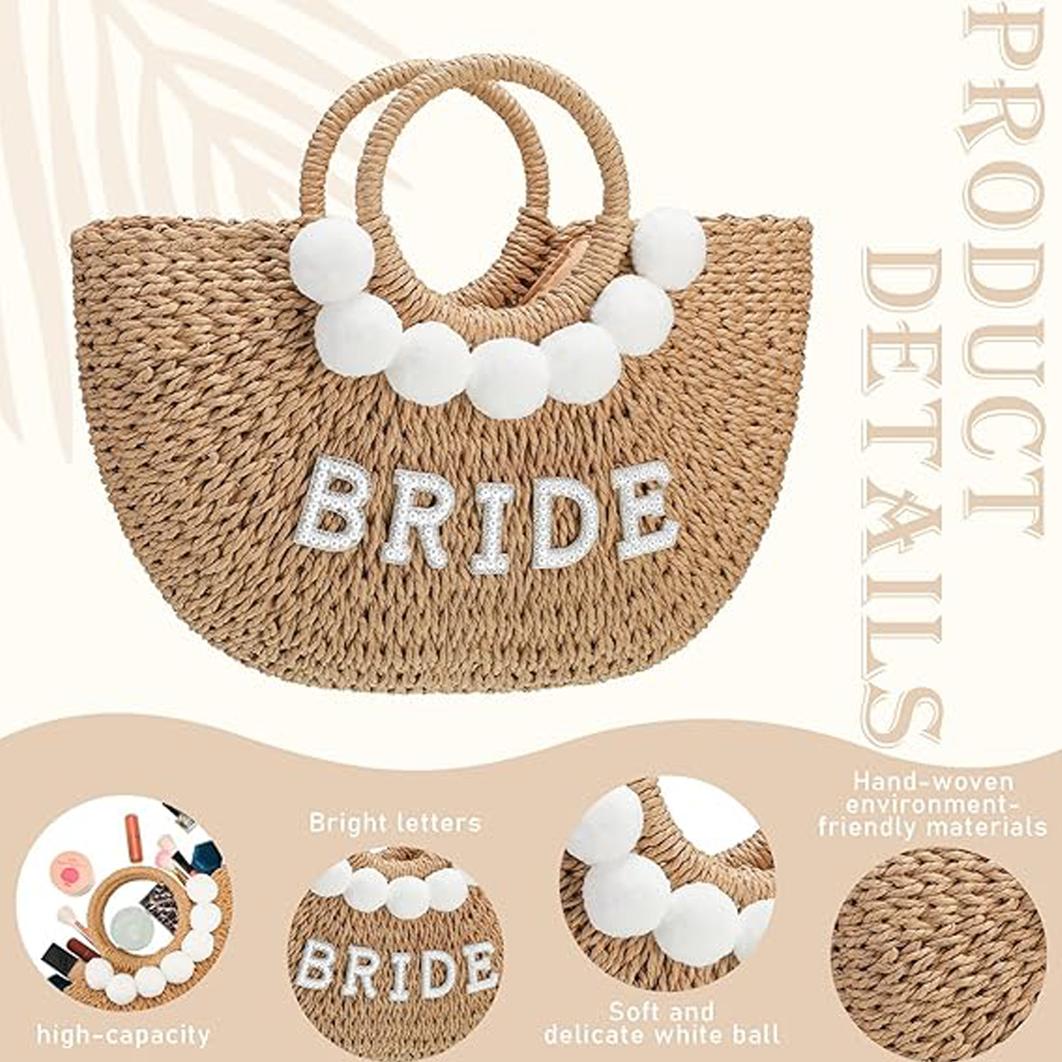 Bride's Flower Girl Woven Tote -Wedding & Bachelorette Party 3