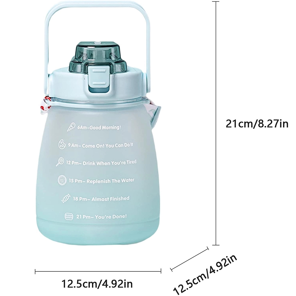 Big Belly Water Bottle With Straw Strap And Time Marker 2