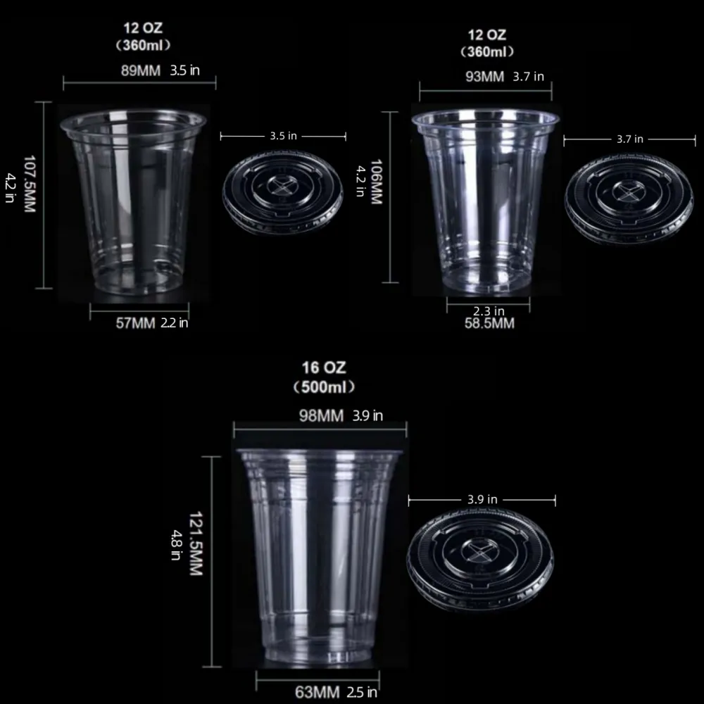 12 oz 16 oz Clear PET Plastic Cups 4