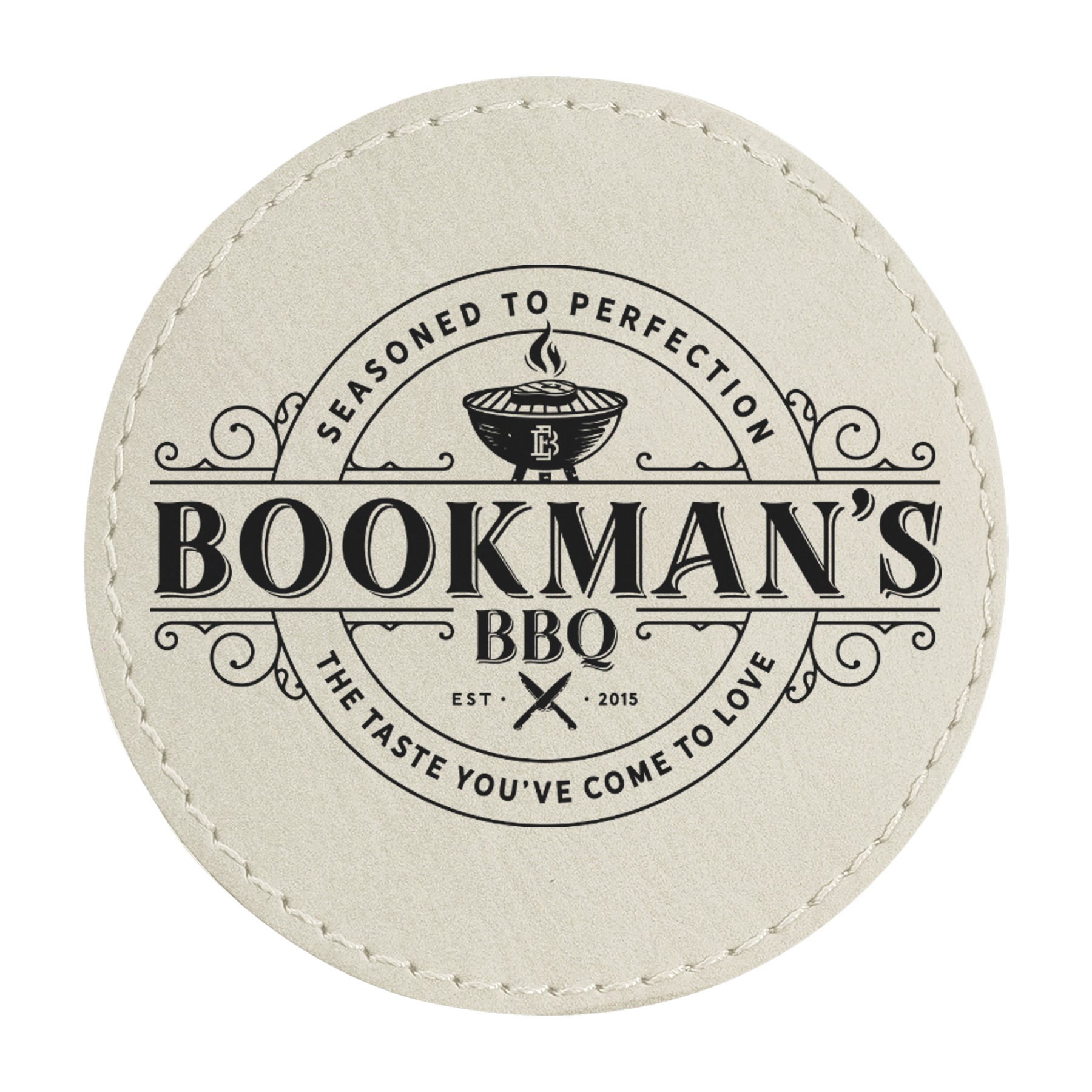 3" White Leatherette Round Patch with Adhesive