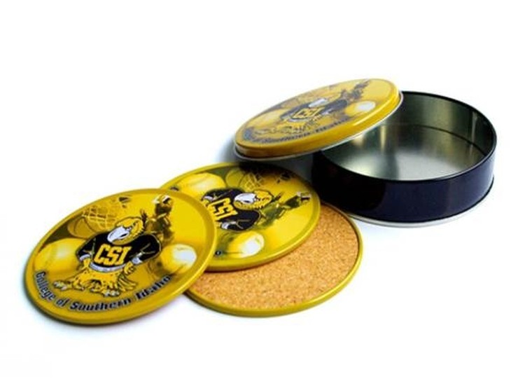 Tin Coaster Round Cork Cup Mat 2