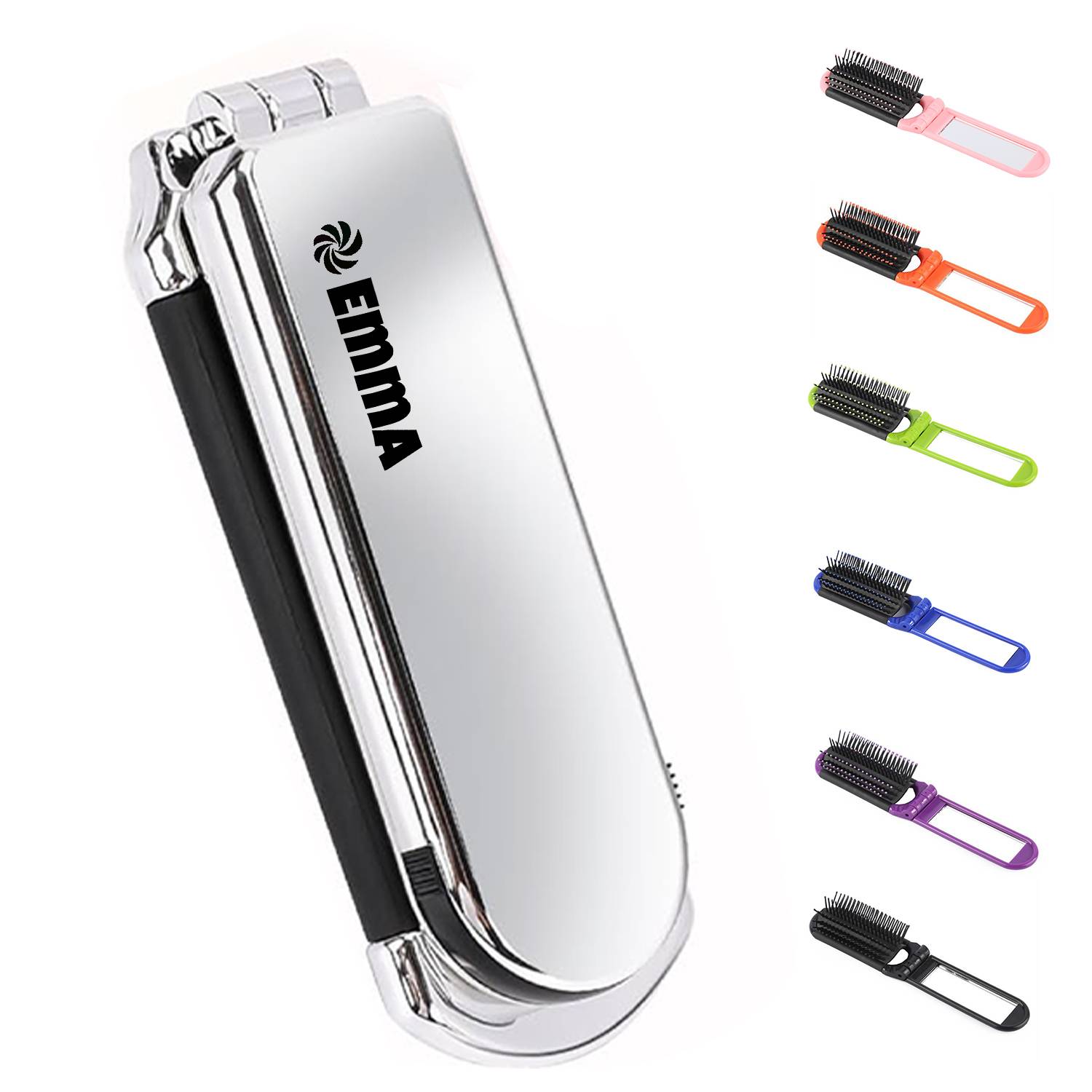 Foldable Travel Hair Brush with Mirror & Soft Bristles 1