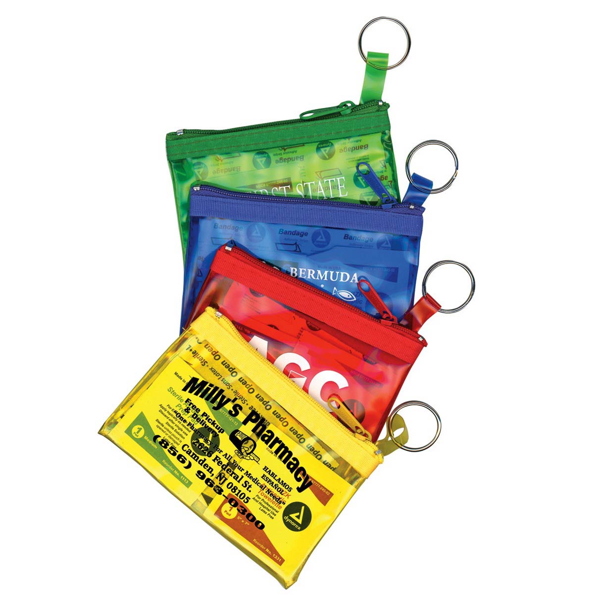 Key Ring Zippered First Aid Pouch (Translucent Vinyl) 1