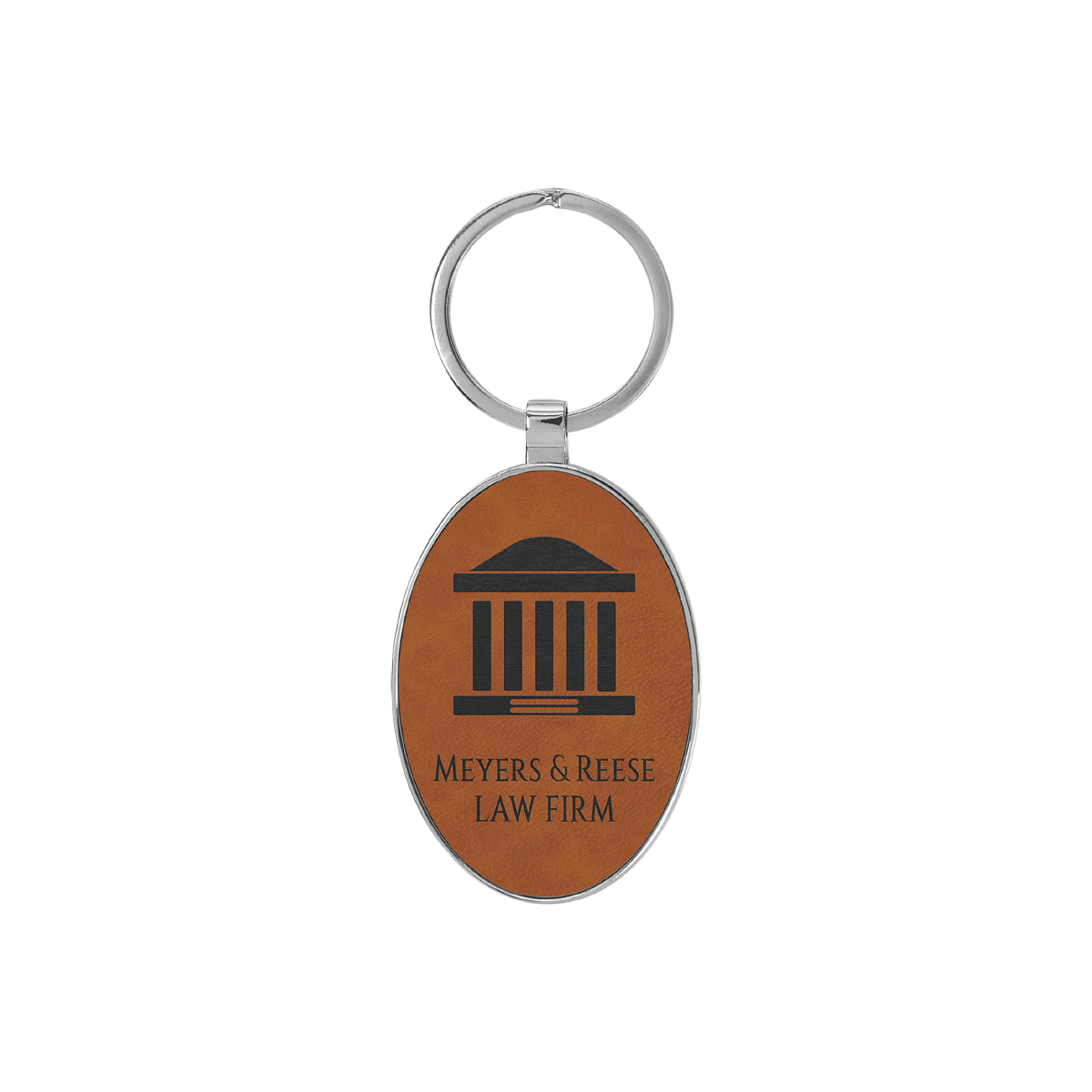 Rawhide Leatherette/Metal Oval Keychain