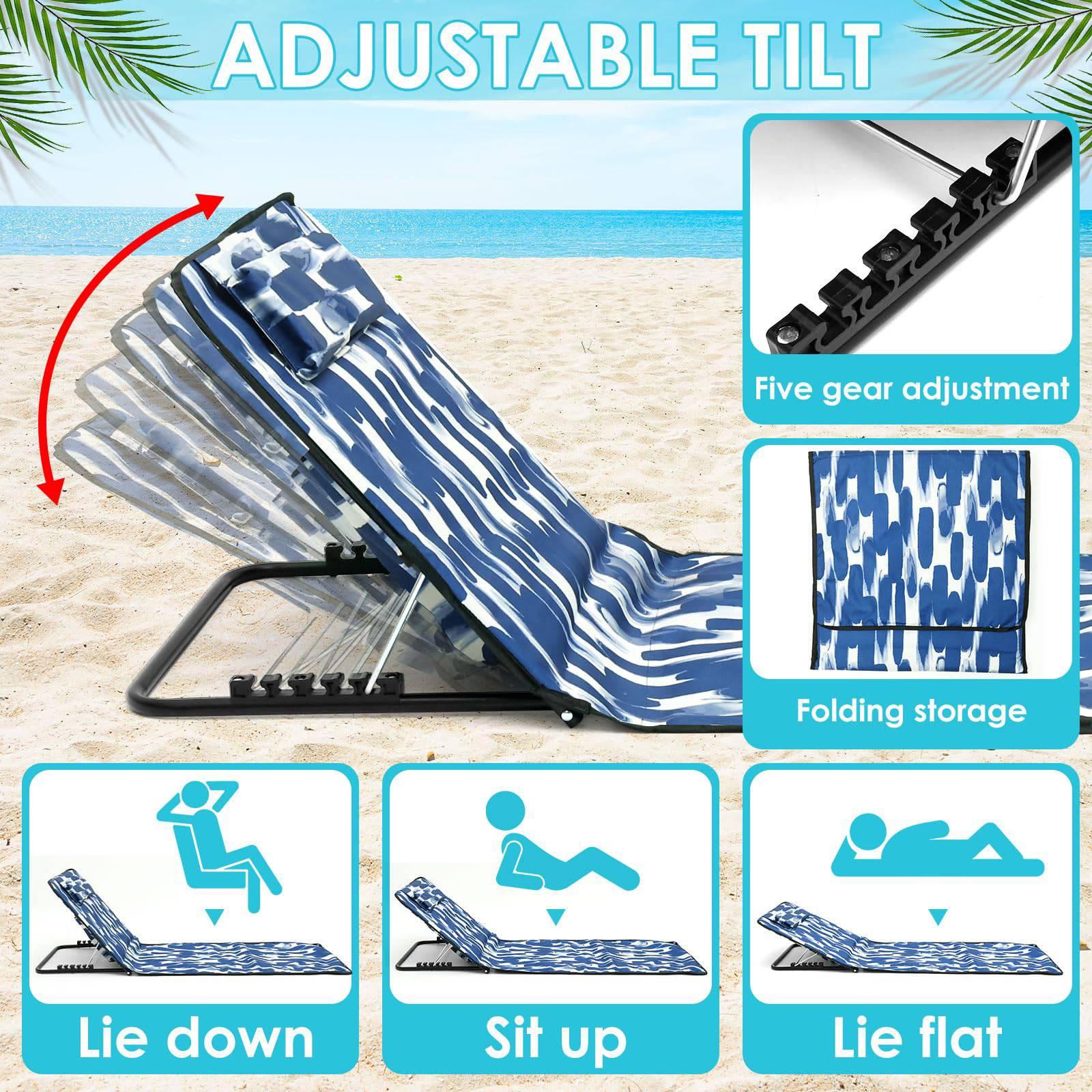Outdoor Adjustable Folding Beach Lounge Chair 2