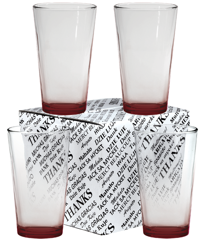 16 oz. Mixing Glass Thank You Set 10