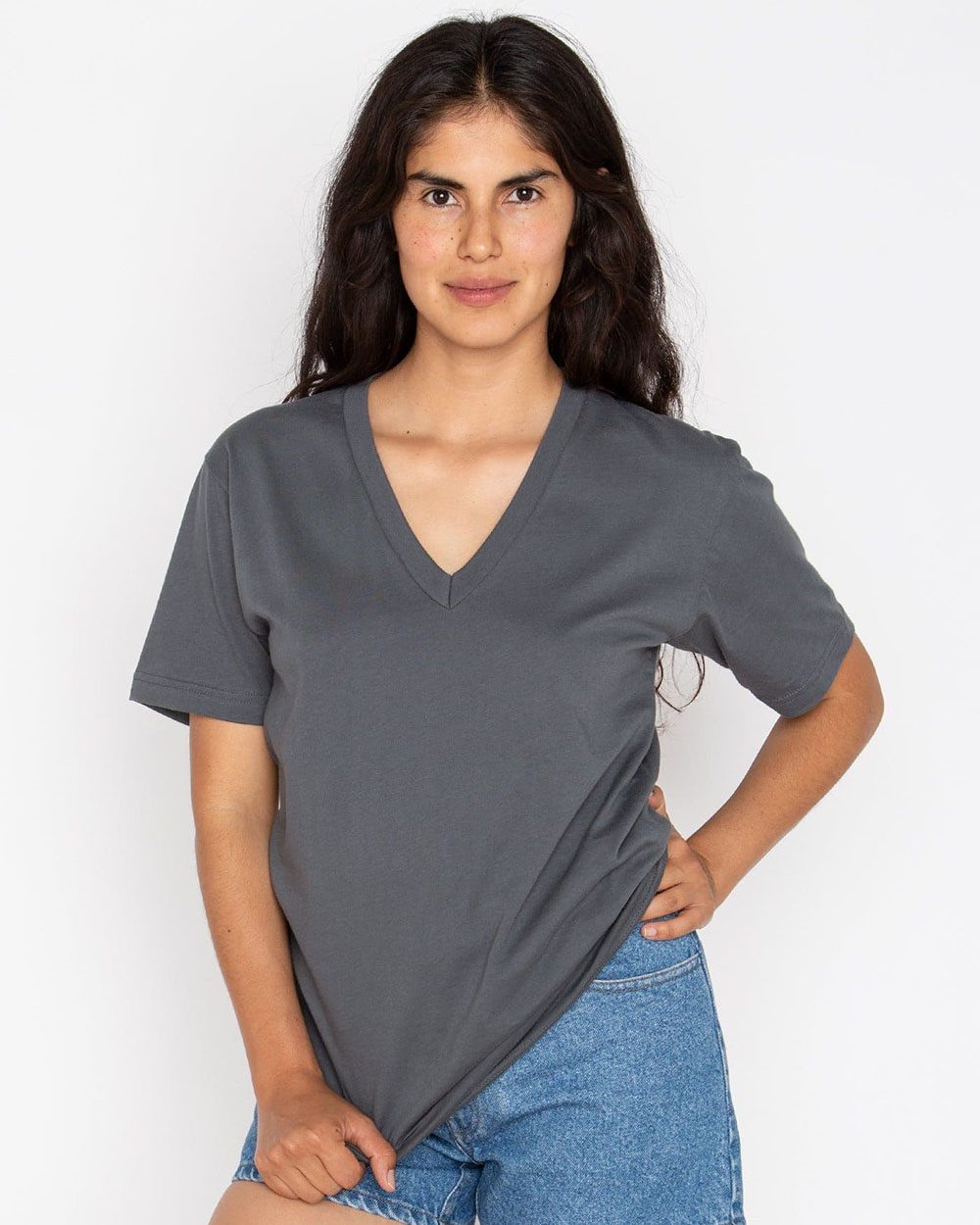 Unisex USA-Made Fine Jersey V-Neck T-Shirt - 24056 26