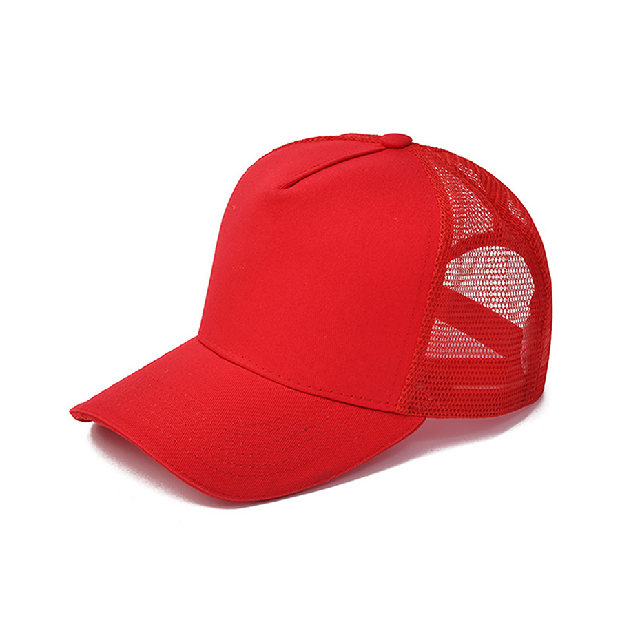 Stock Solid Color Cotton 5-Panel Trucker Cap 11