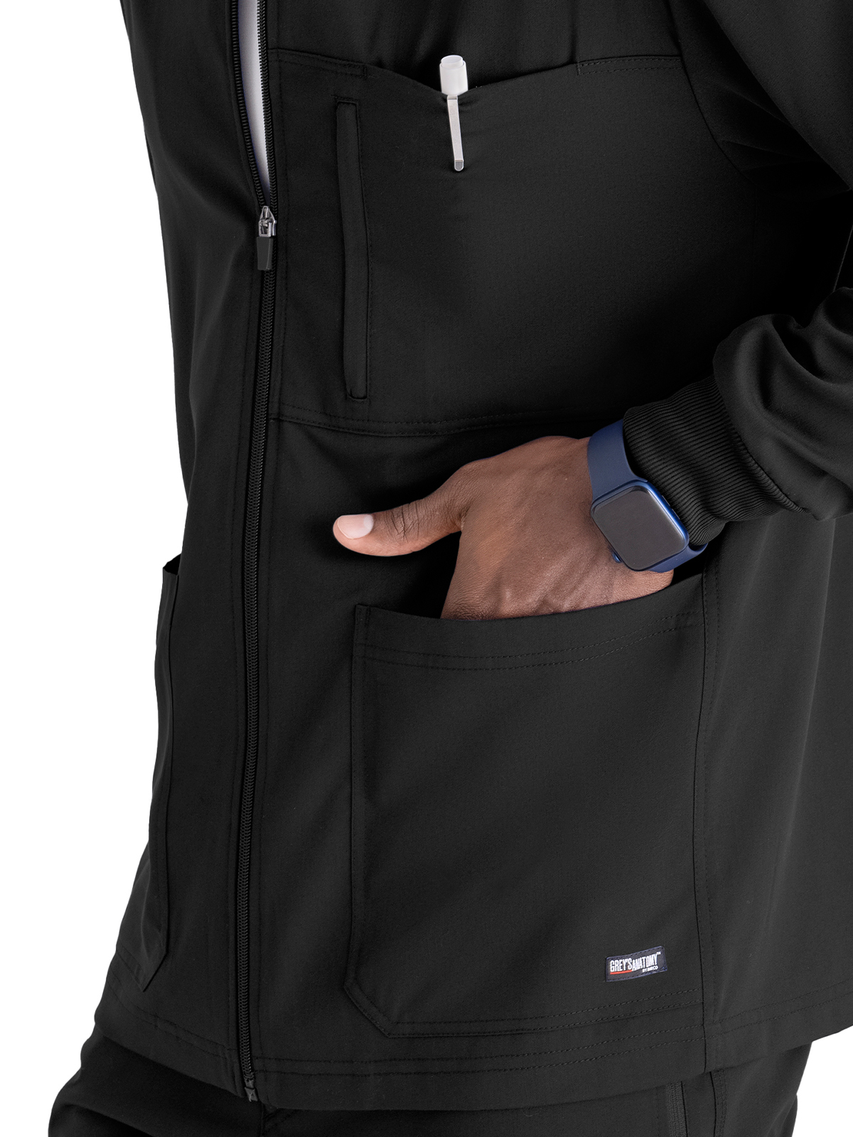 Grey's Anatomy Spandex Stretch - Men's Five-Pocket React Warm-Up Scrub Jacket 14