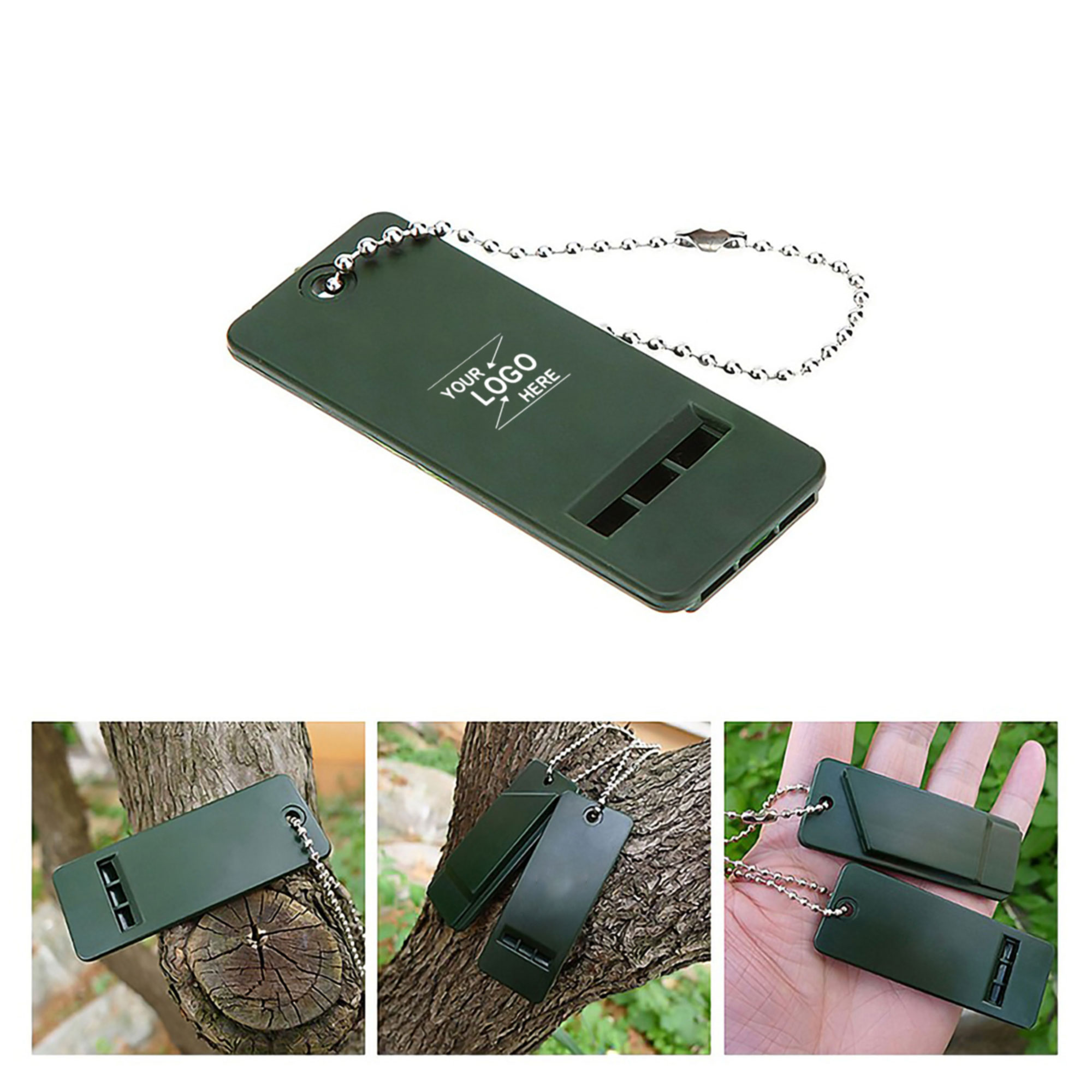 Flat Safety Whistle w/Chain 3
