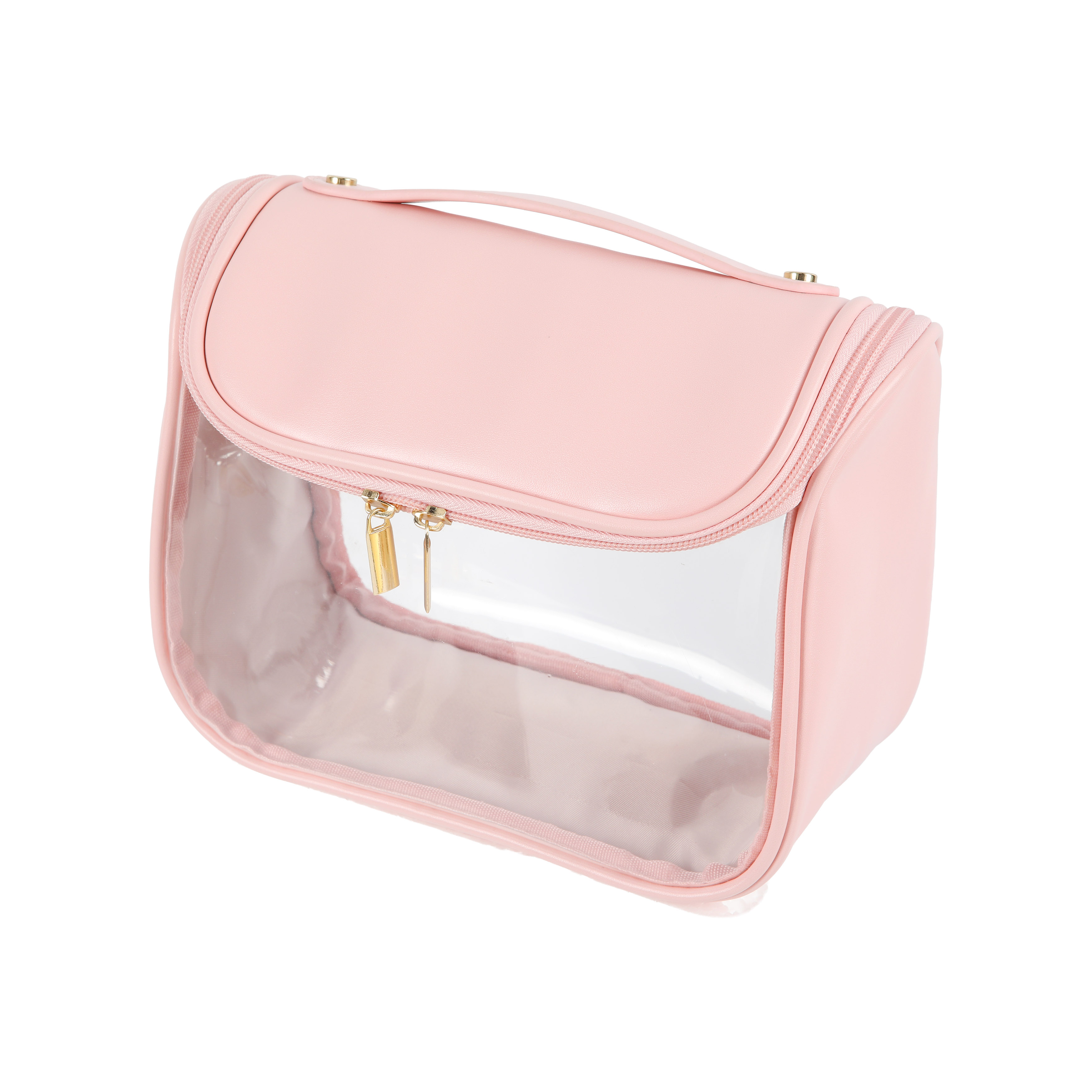 Hanging PU Leather Toiletry Bag with Clear PVC Window 17