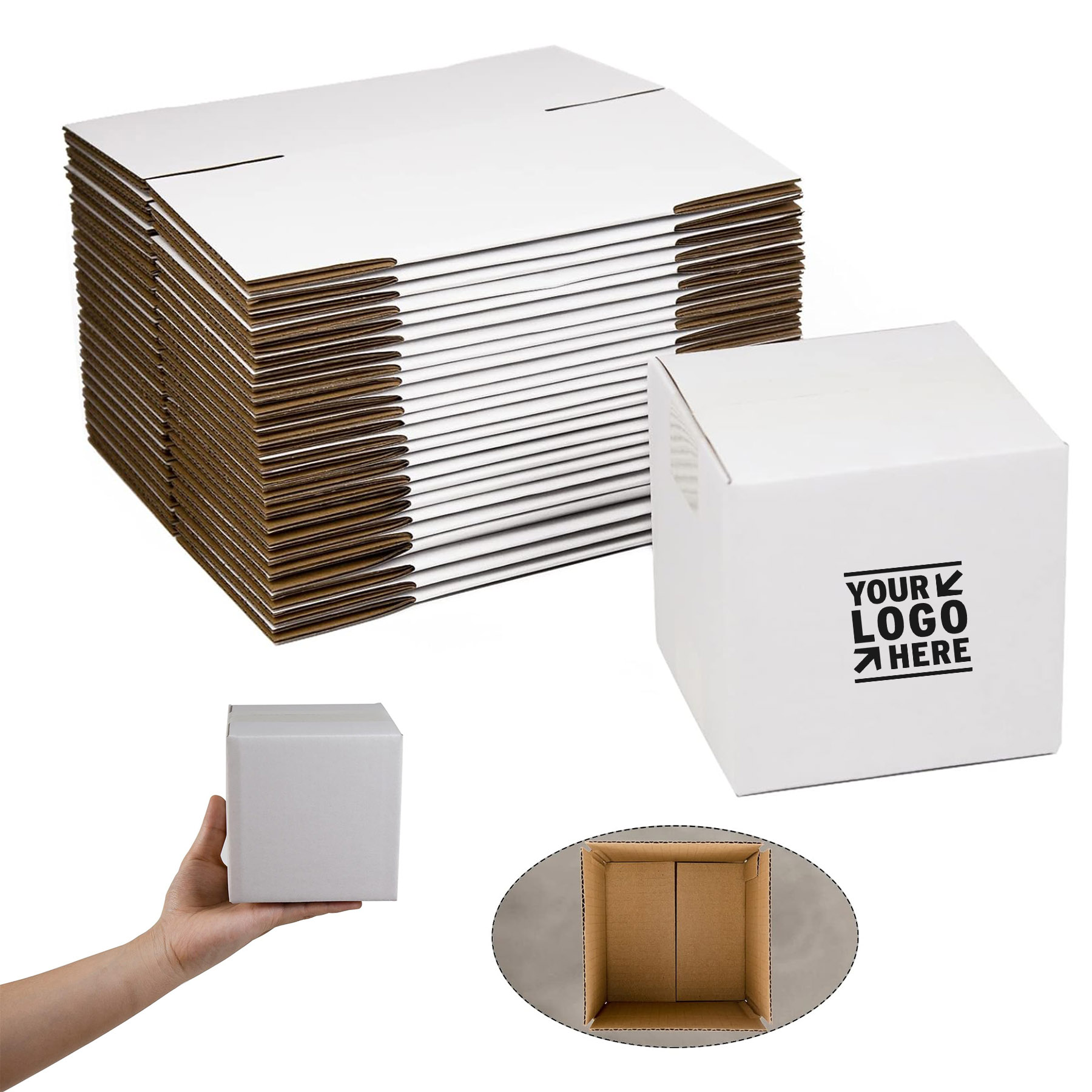 
5x5x5 Inches Durable Small Corrugated Cardboard White Shipping Packing Box 2