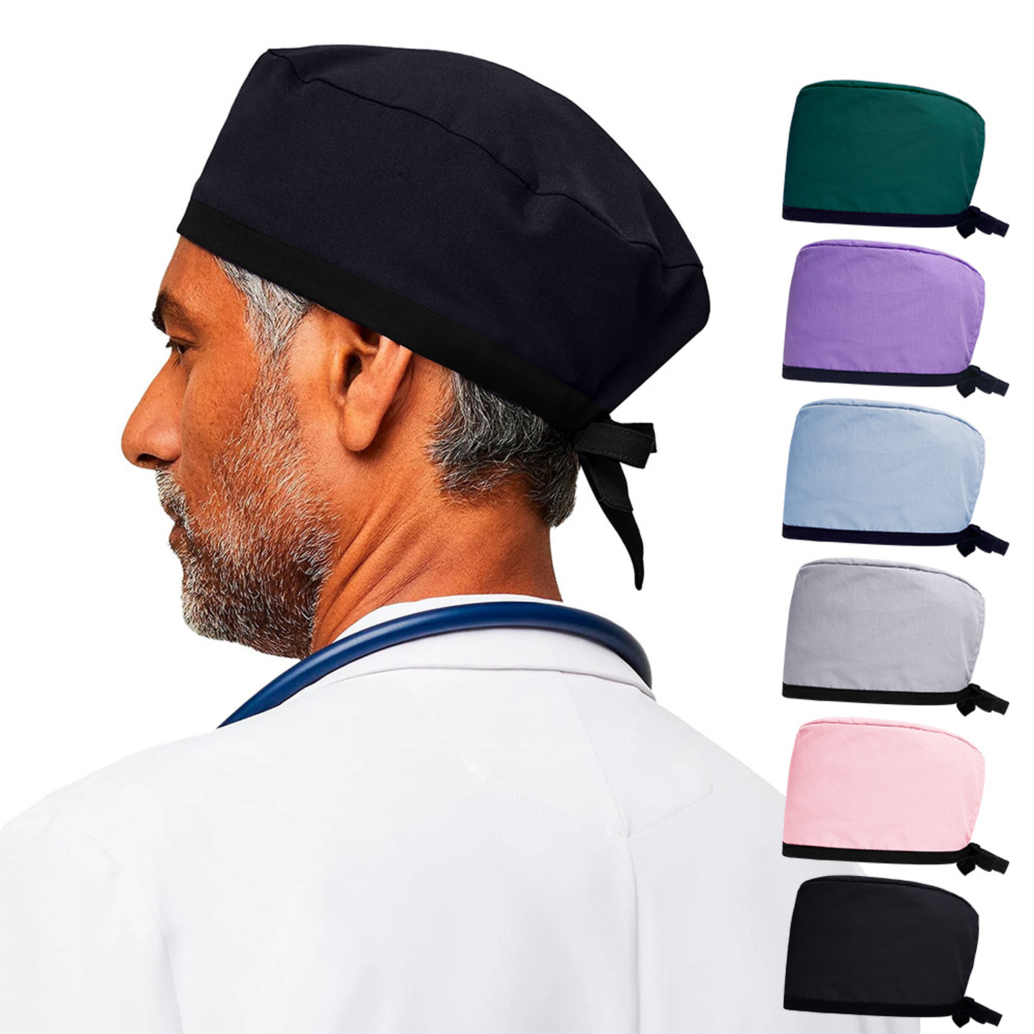 Cotton Solid Color Surgical Cap Medical Work Nurse Hat 8