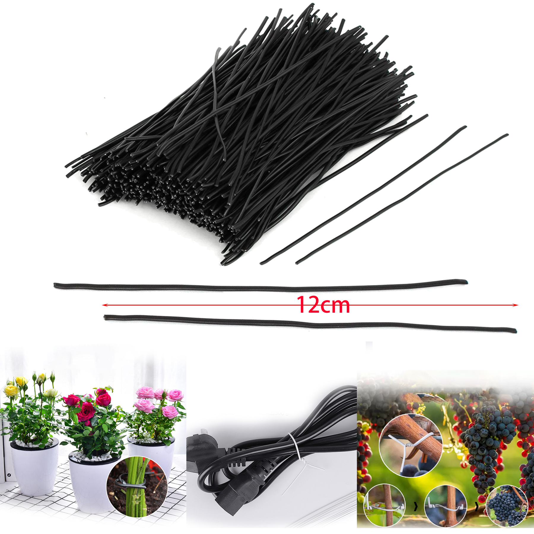 0.55mm x 2.2mm x 12cm Plastic Reusable Twist Tie Cable Wire Fastener 2