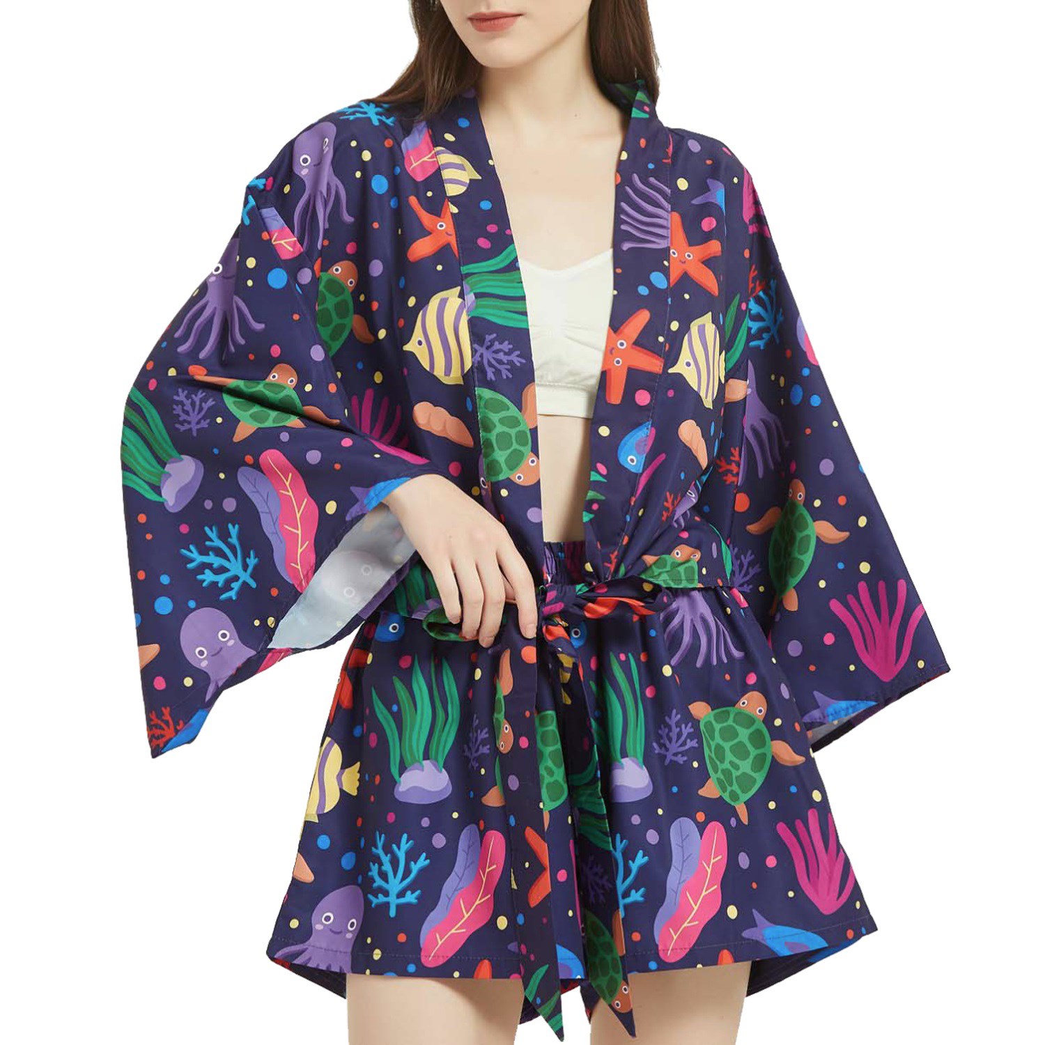 Women's 135 GSM Light 4-Way Stretch Front-Tie Hawaiian Shirts 7