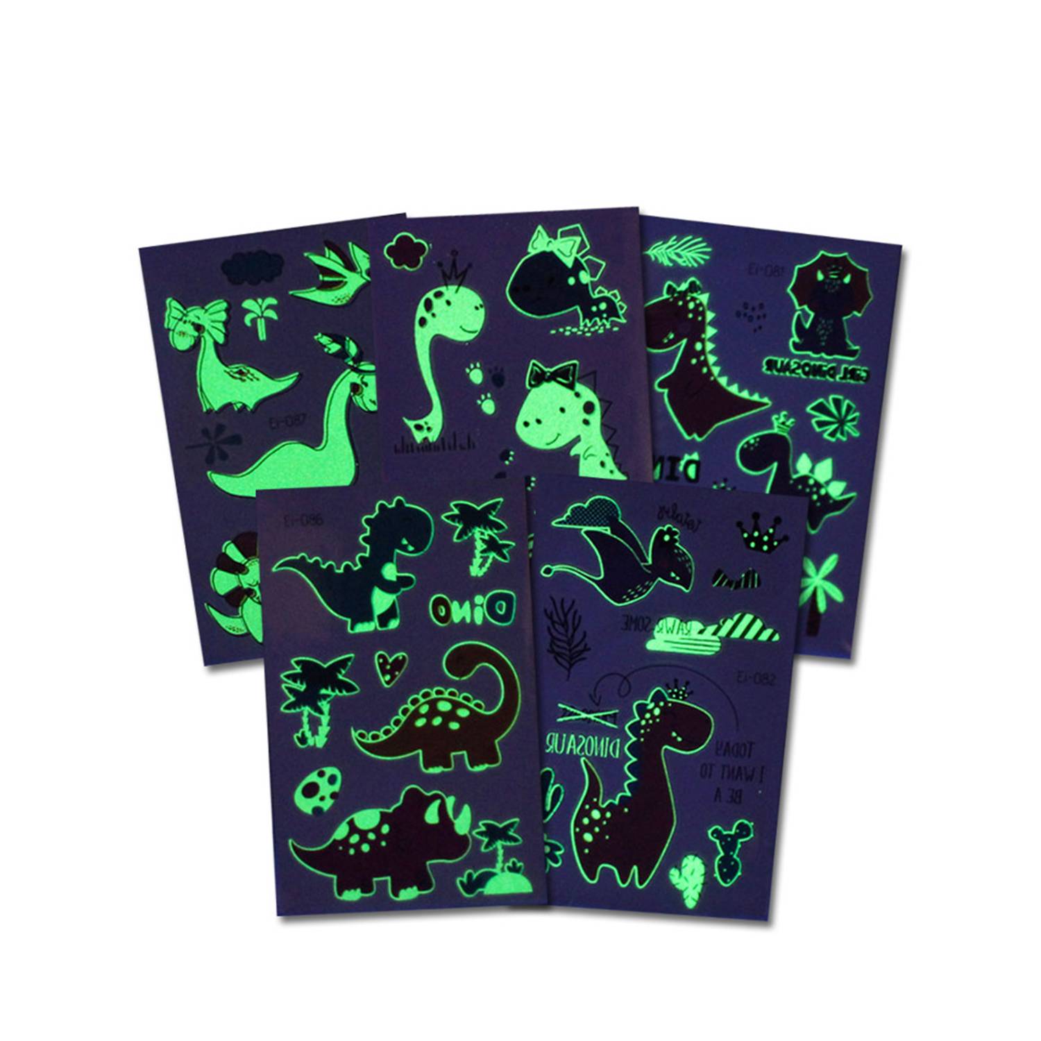 12-Pieces Luminous Dinosaur Tattoos 6