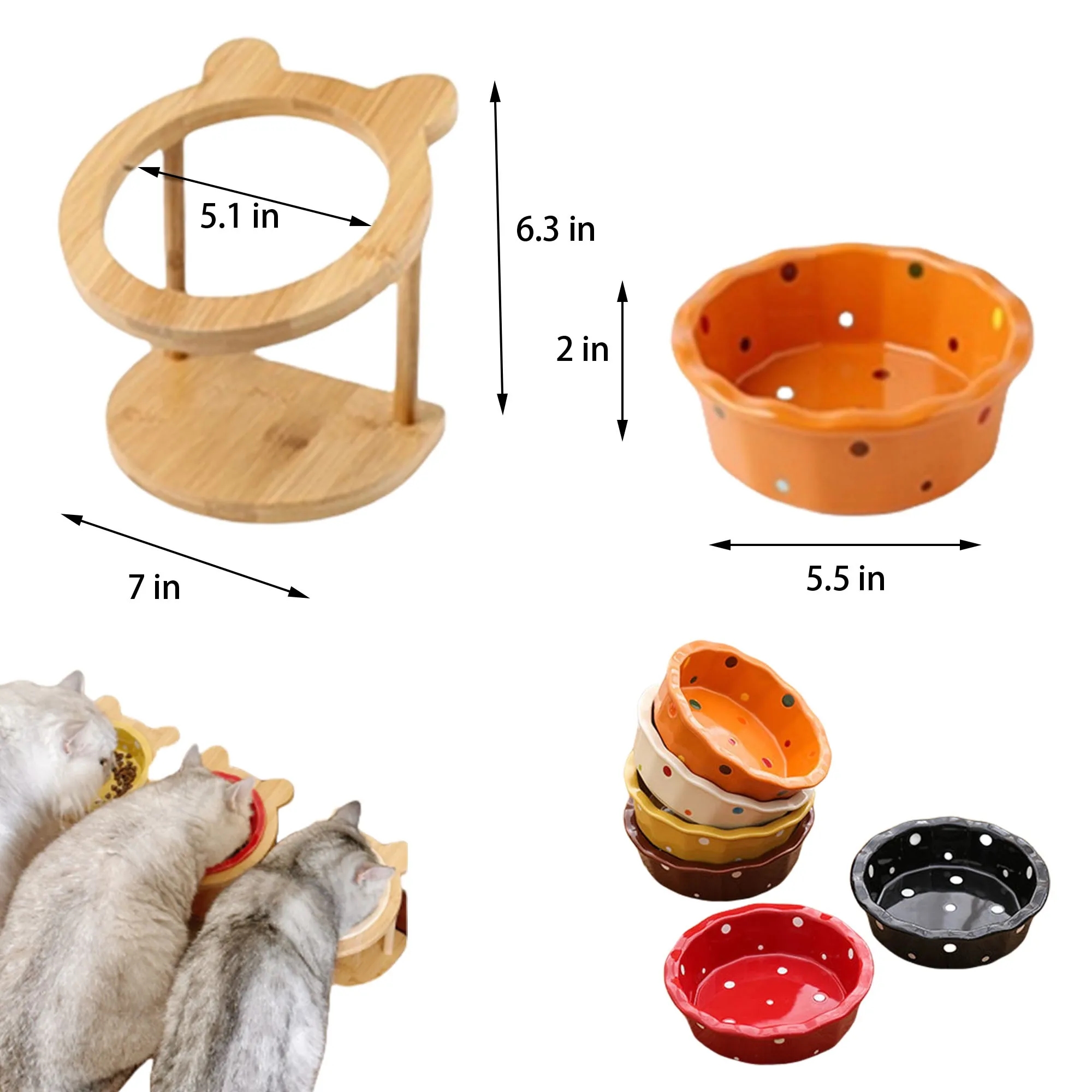 Ceramic Cat Food Dish Bowl Rack And Cat-Bowl 5