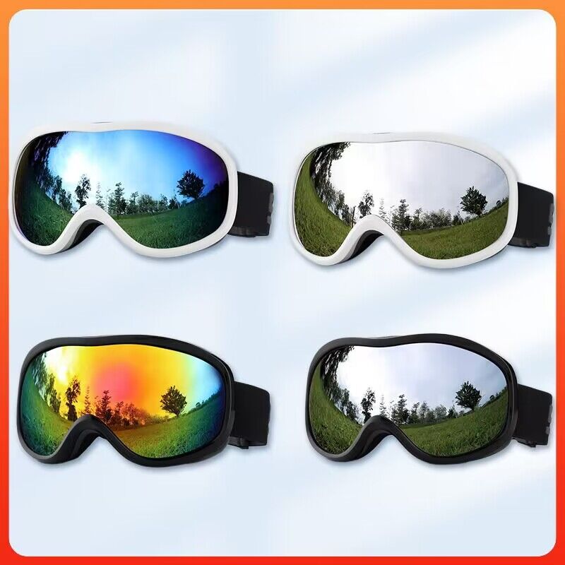 Spherical double-layer anti fog ski glasses
