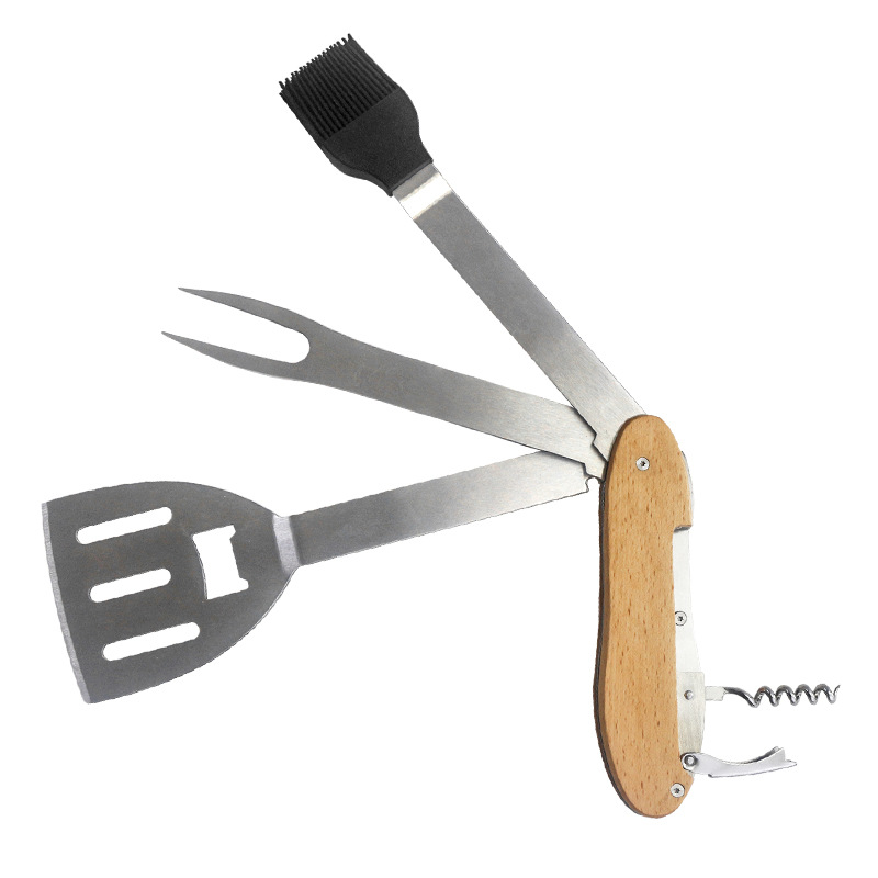 Multi-purpose Folding Grill Detachable BBQ Supplies Five-in-one Open Disassembly Wooden Handle Too 2