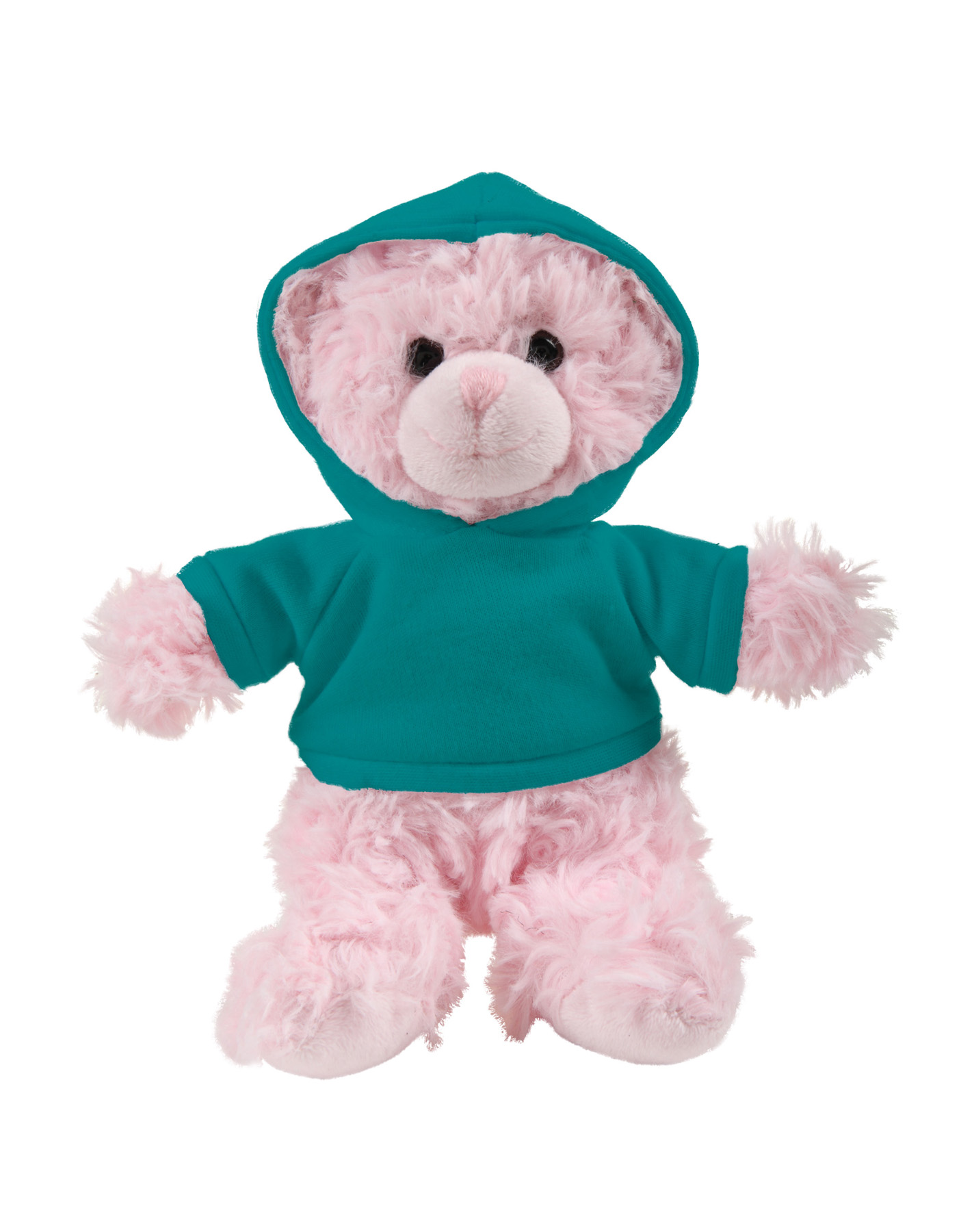 soft plush  Pink Curly Sitting Bear with hoodie 15