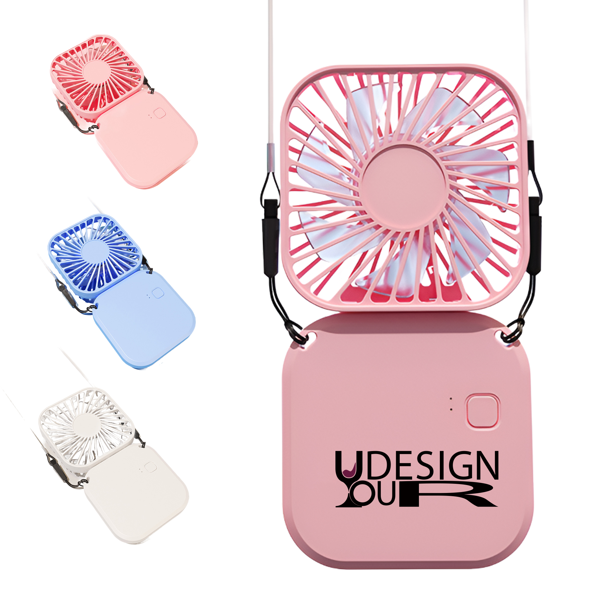 MOQ 50 Mini USB Rechargeable Neck Hanging Fan Portable Foldable 2