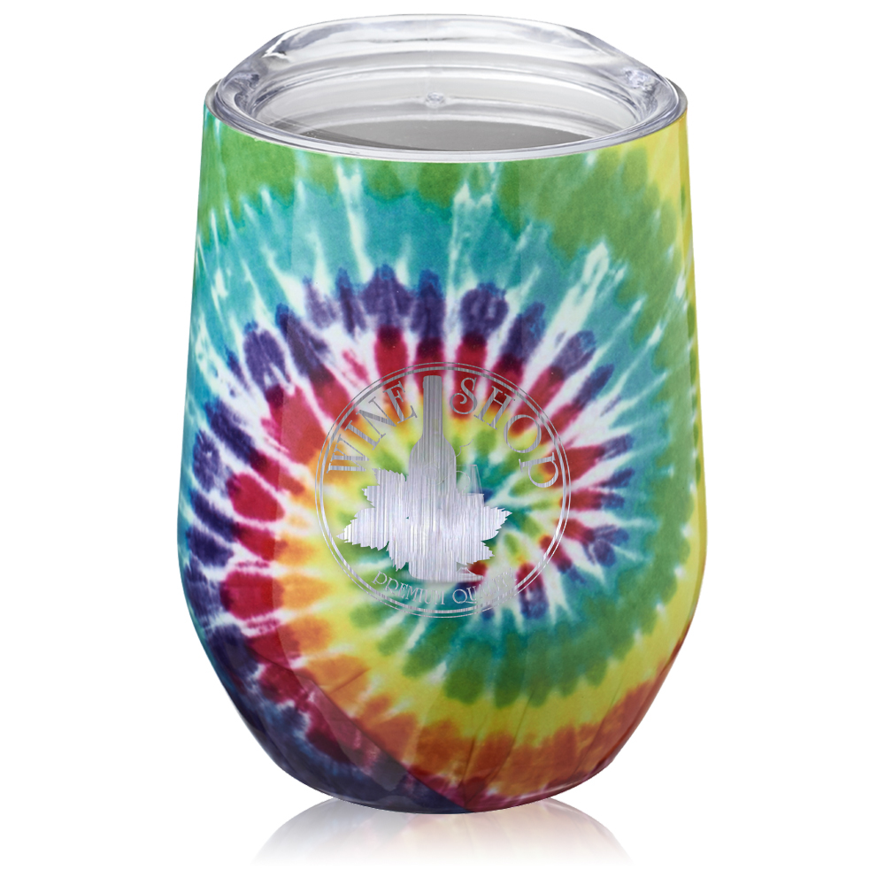 11 oz. Tie Dye Vacuum Stemless Wine Glass with Lid 4