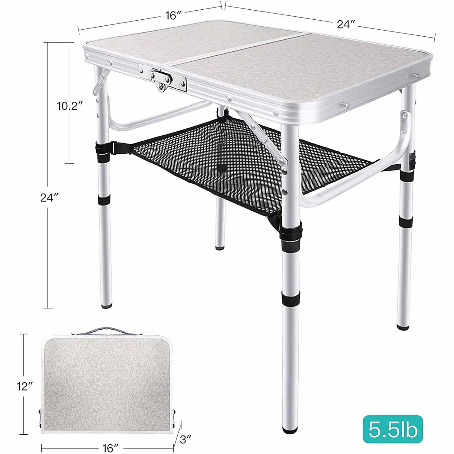 Versatile Adjustable Height Lightweight Aluminum Folding Tab 6
