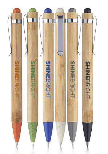 Wheat Straw Ball Point Pens with Bamboo Barrel