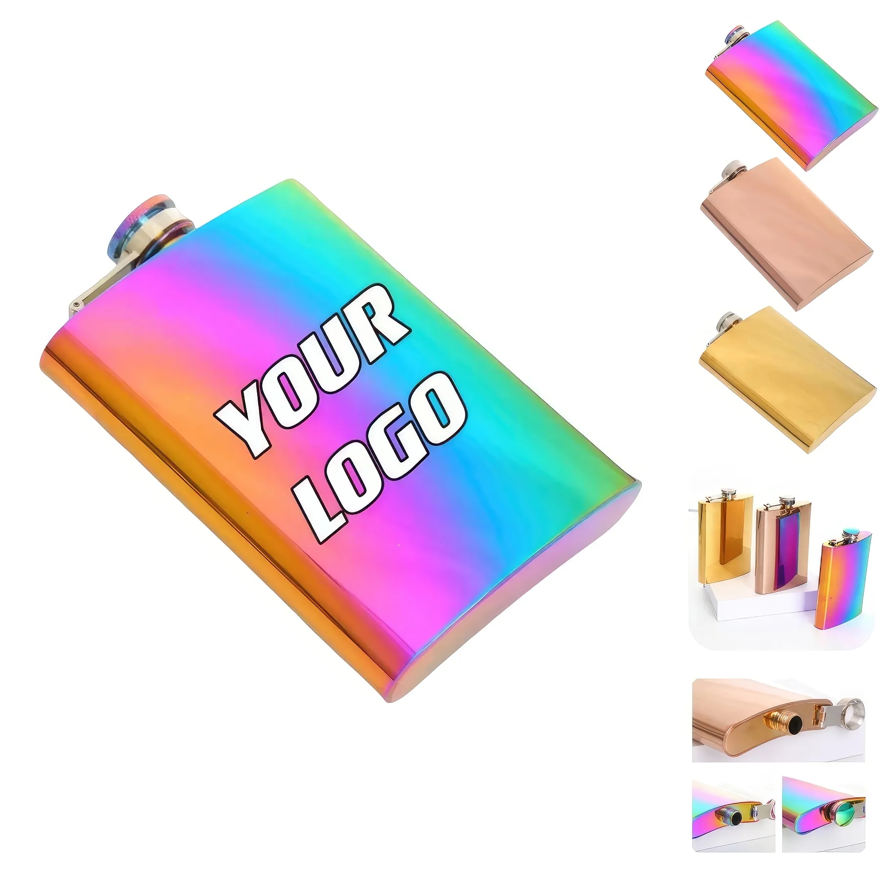 8 oz Stainless Steel Leakproof Liquor Flask For Camping, custom water bottle with logo imprint 2