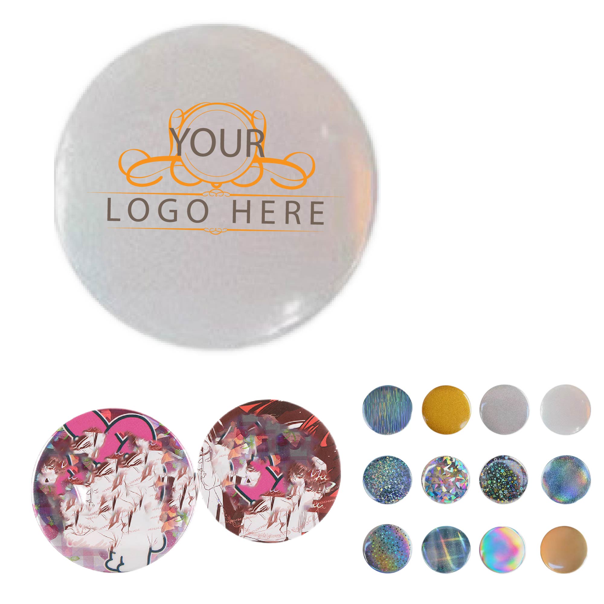 1-1/2-in. Pin-Back Round Button-Full Color 3