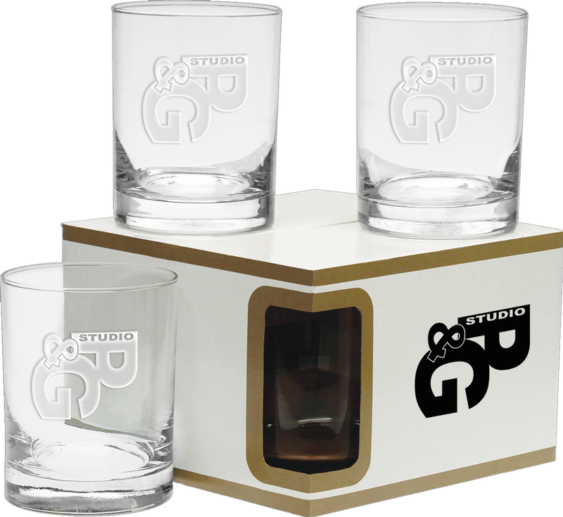 14 oz. Premium Set of 4 DOF Glasses - Deep Etch 7