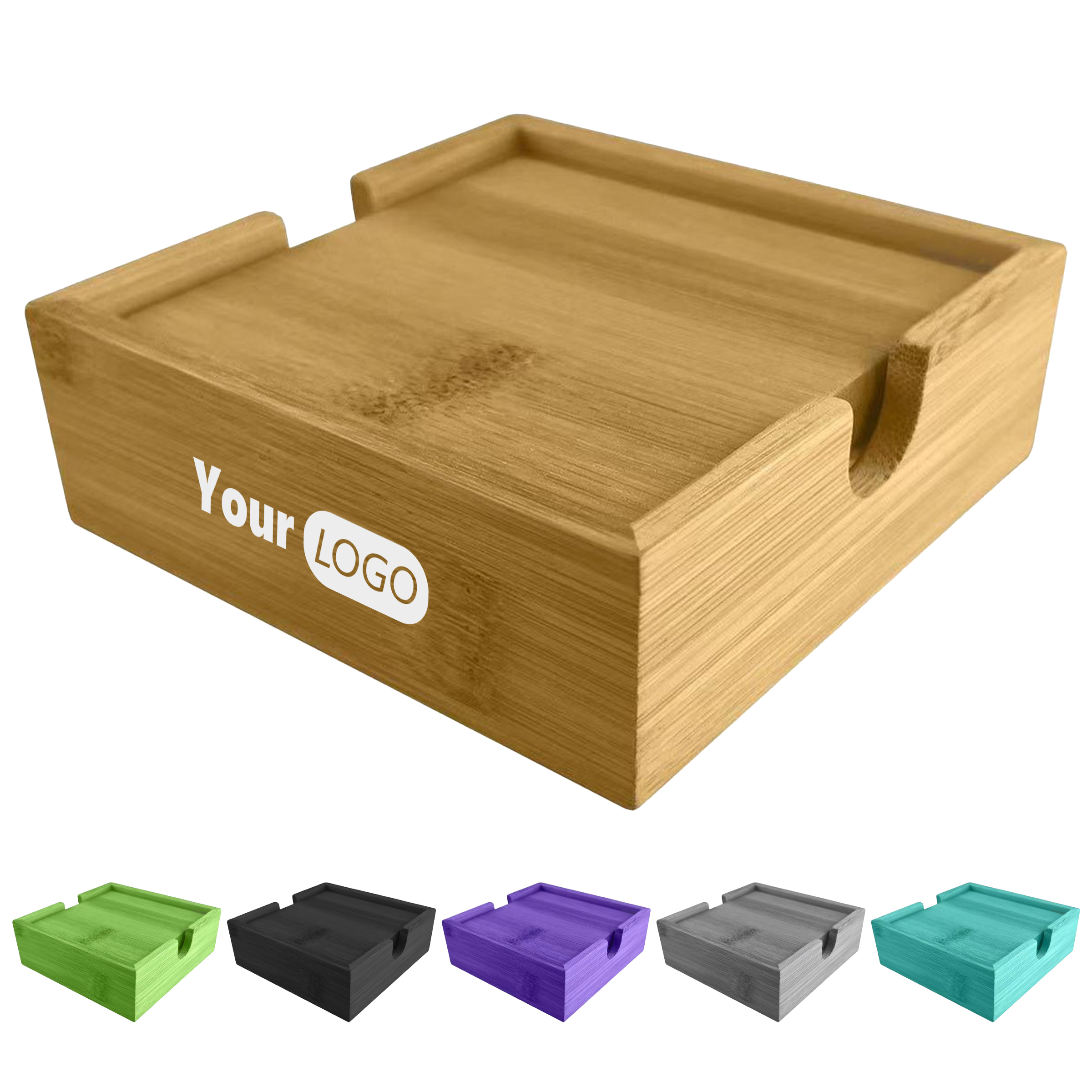 Wood Stylish Bamboo Coaster Set 2