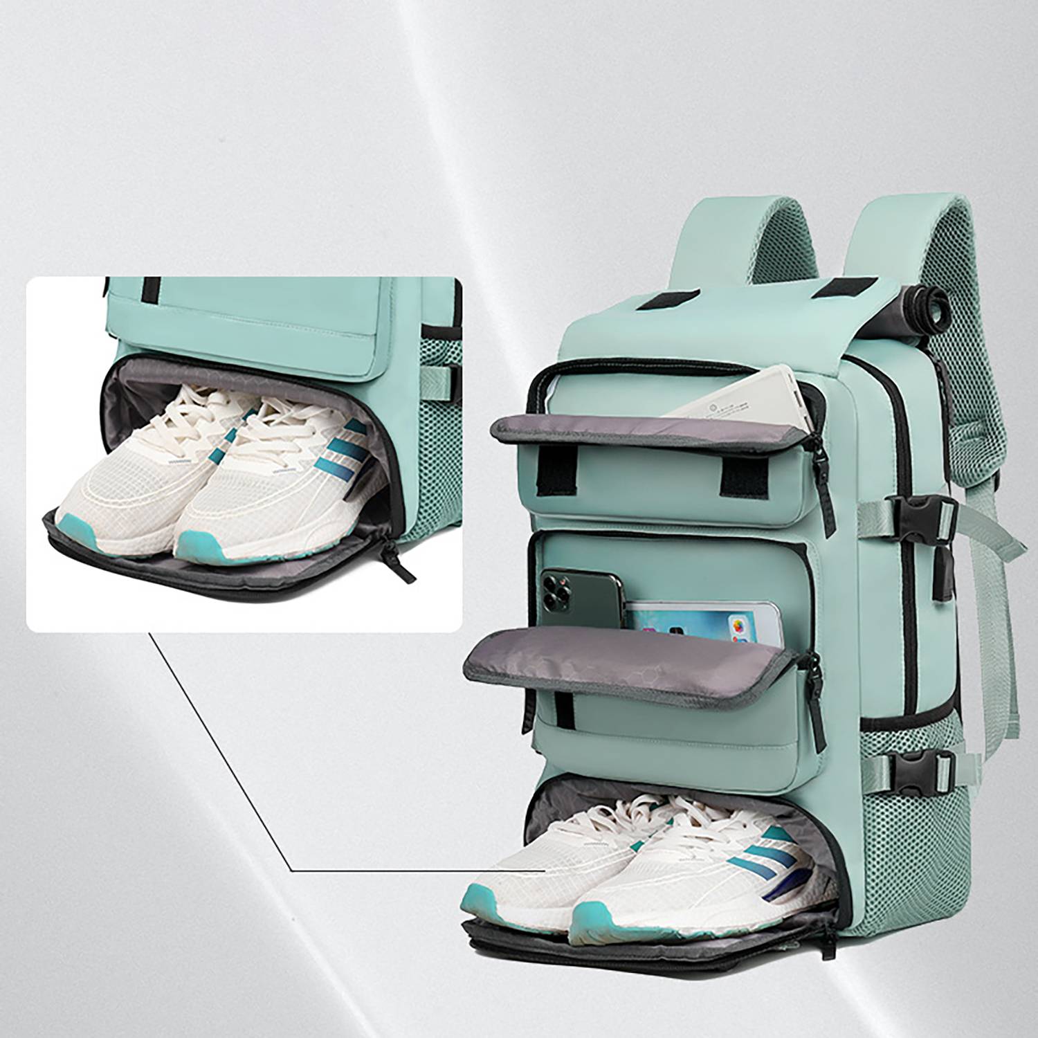 Waterproof Travel Nylon Backpack W/ Usb Port 12