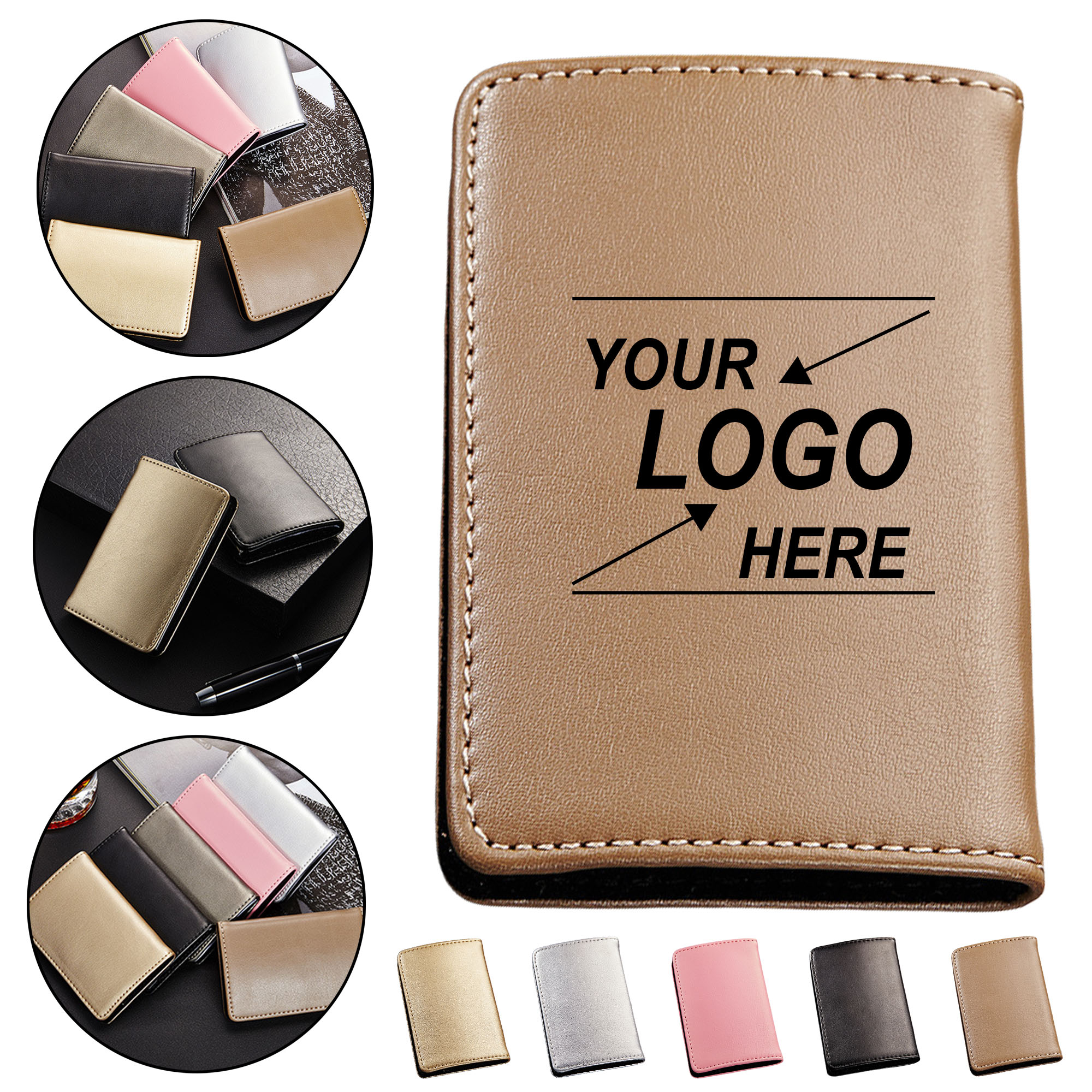 Leather Stainless Steel Business Card Holder for Men 2