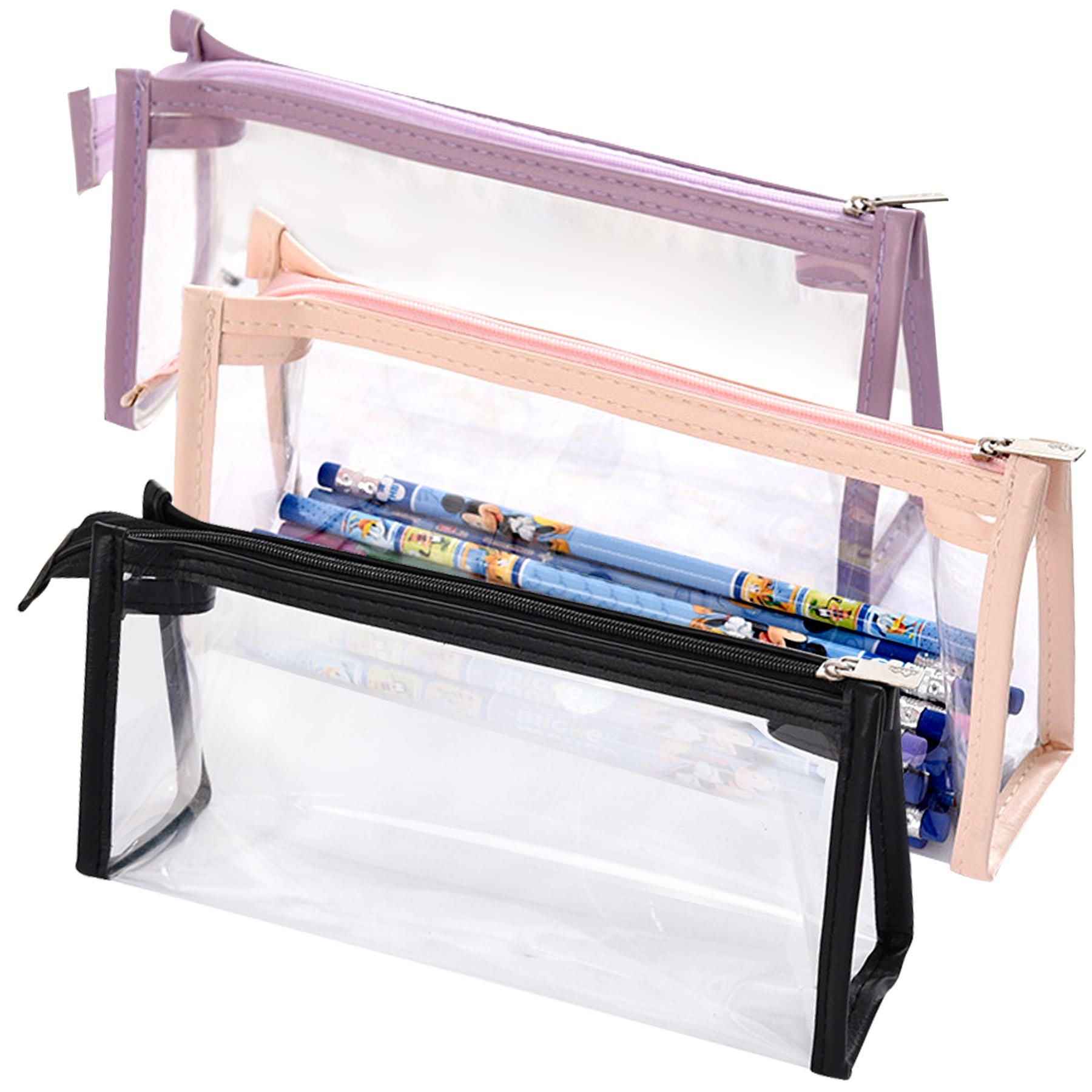 Clear PVC Pencil Case Makeup Cosmetic Pouch with Zipper 2
