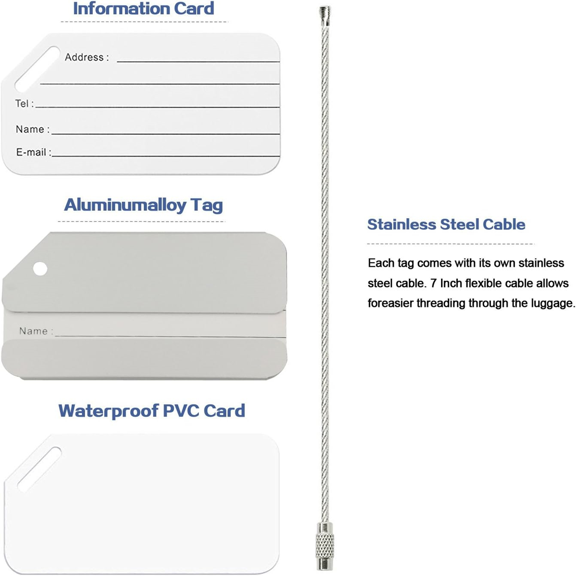 Aluminum Luggage Tags Travel Baggage 4