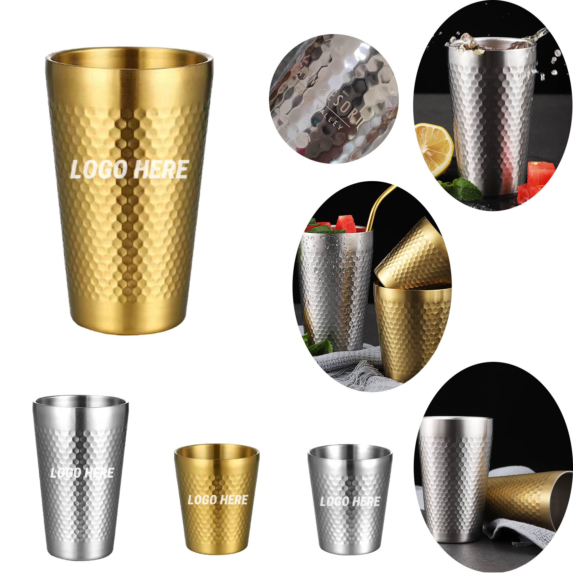 MOQ 5pcs 15oz Hammer-patterned Stainless Steel Tumbler 1