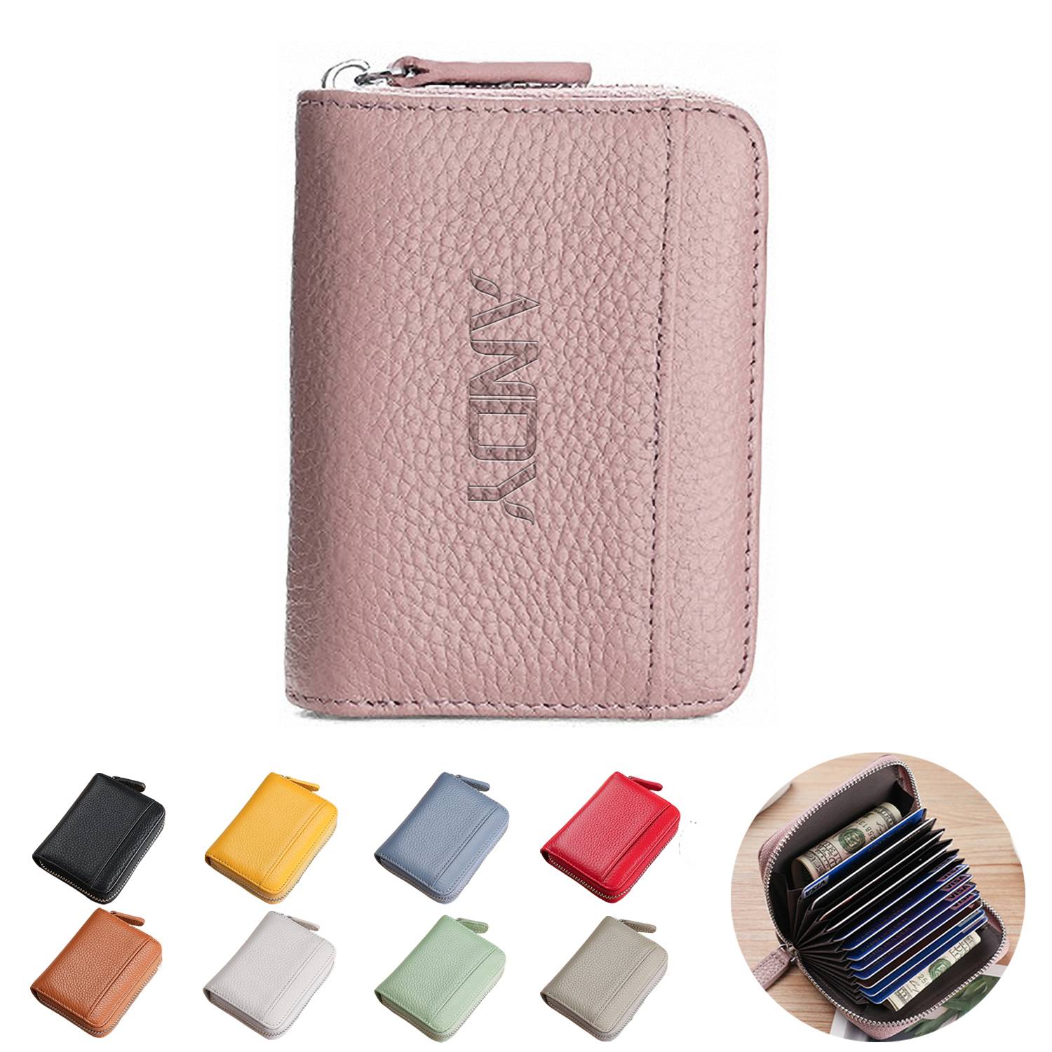 Multifunction Zippered Leather Organ Purse Coin Pouch 2