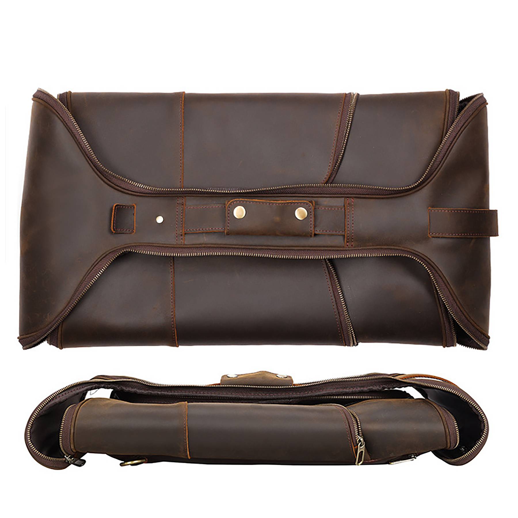 Full Grain Leather Mans Retro Backpack Convertible 6