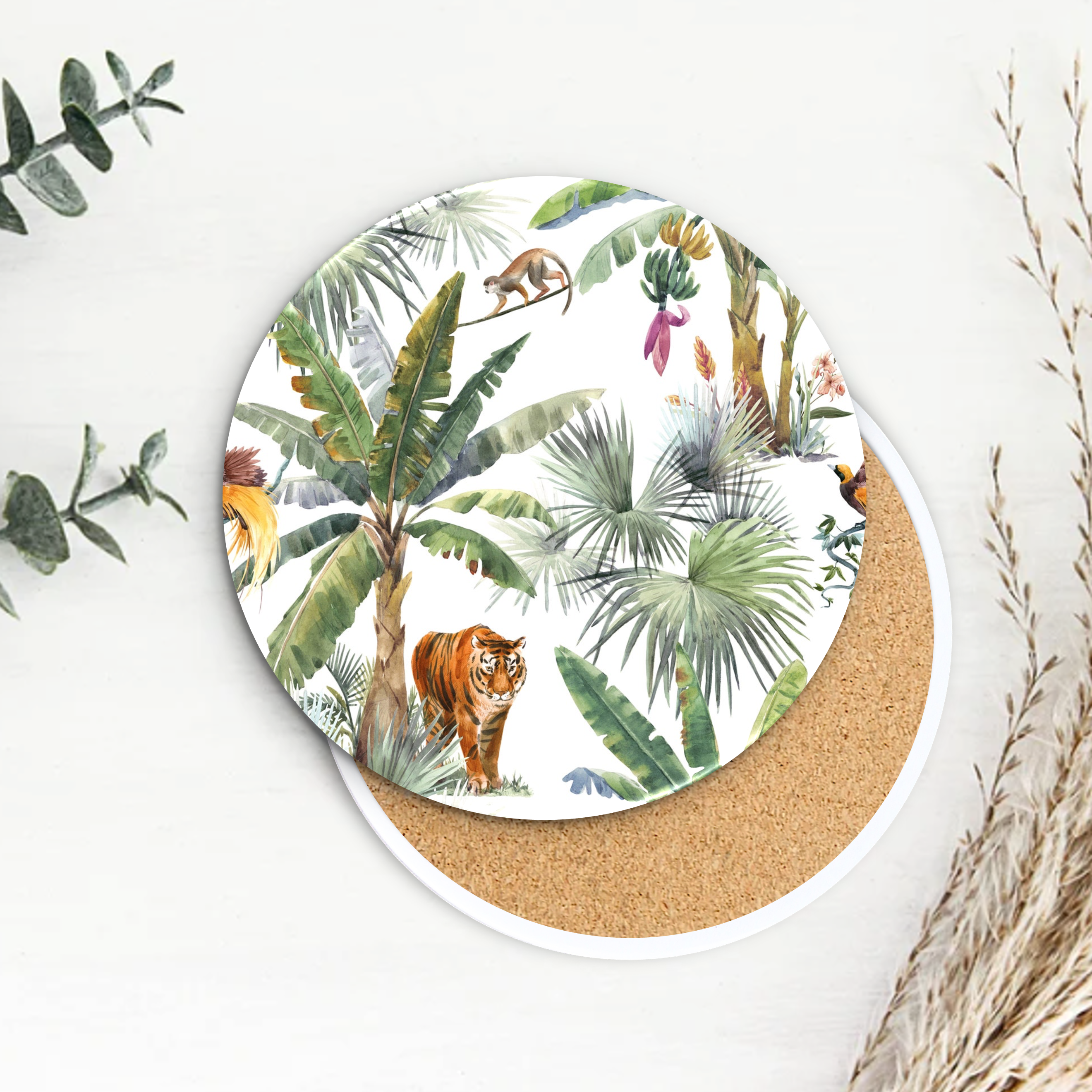 Semi-Gloss White Ceramic Round Coaster 12