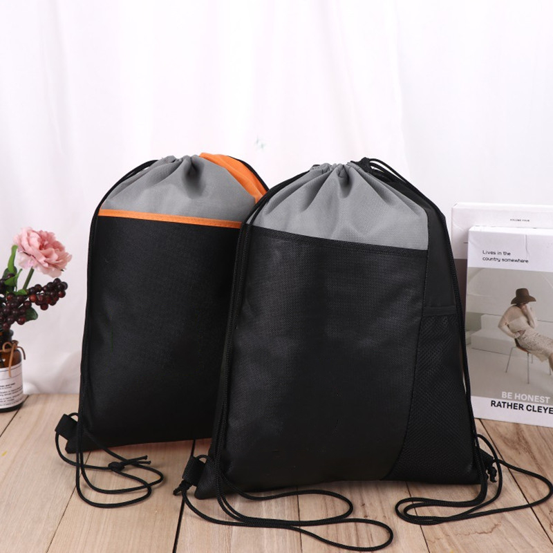 Tricolor Drawstring Backpack w/ Mesh Pocket 6