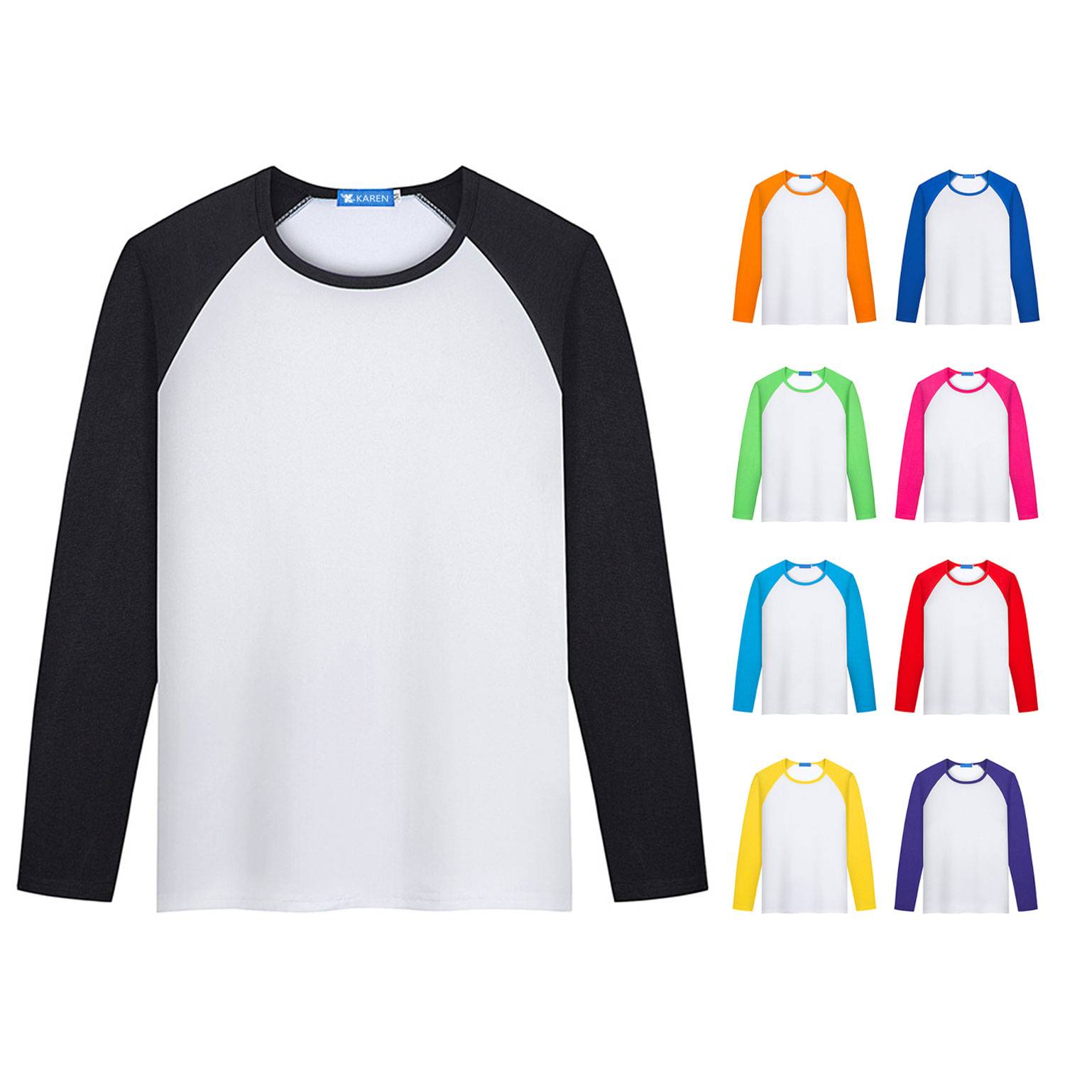 Modal Long Sleeve Colorblock Crew Neck Shirt 2