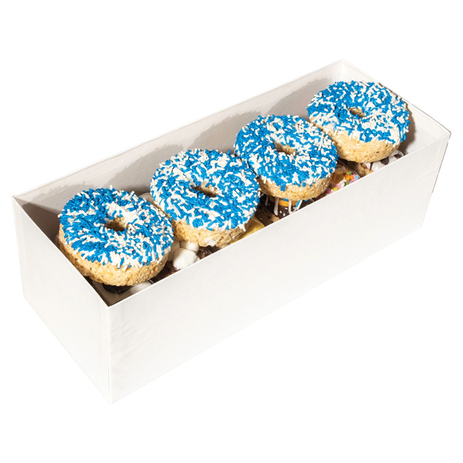 12 handmade marshmallow crispy rice treats and 4 individually wrapped crispy rice donuts 11