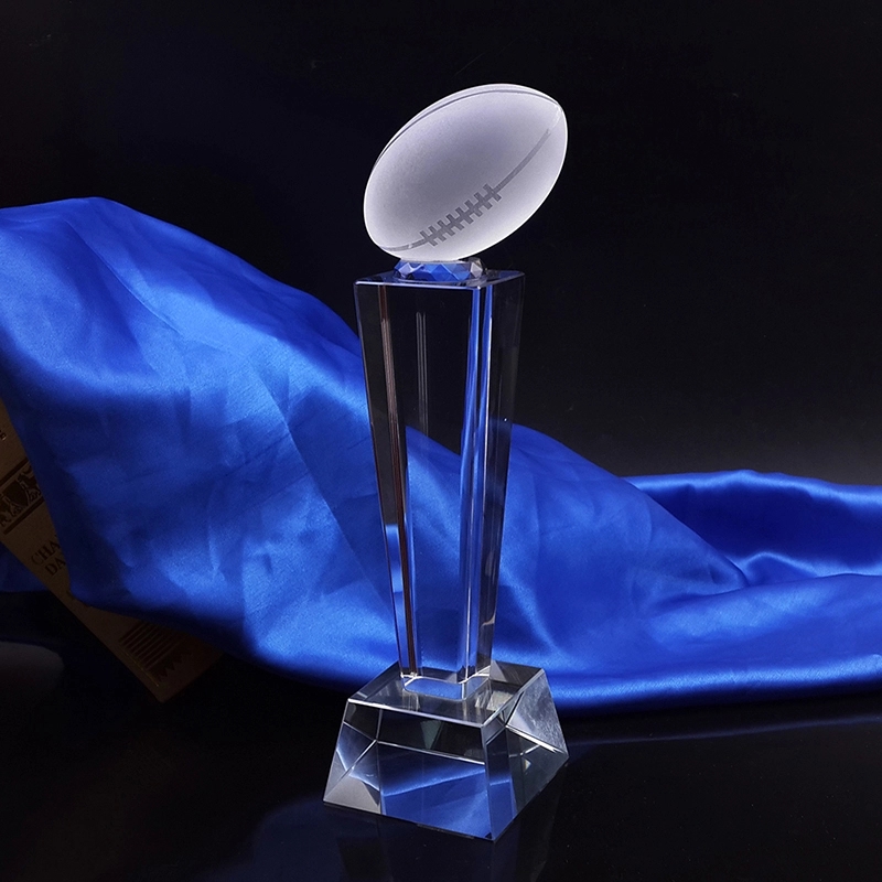Optical Crystal Rugby Ball Column Award 2